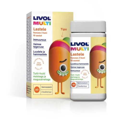 LIVOL MULTI LASTELE TUTTI FRUTTI NÄRIMISTBL N60 - Tootepilt 
