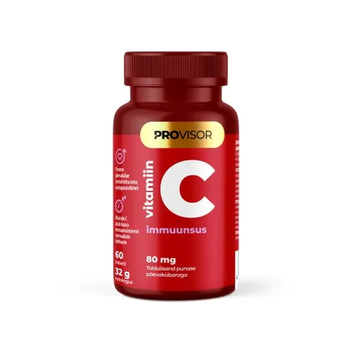 PROVISOR  VITAMIIN C JA PUNASE PÄEVAKÜBARAGA TBL N60 - Tootepilt 