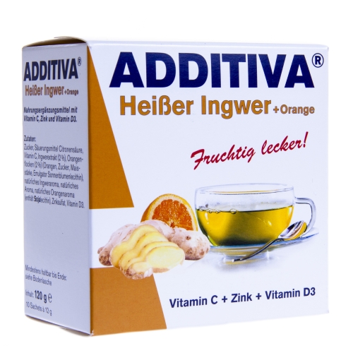 ADDITIVA KUUM INGVERIJOOK ZN+VIT C JA D3 N10 APELSINIGA - Tootepilt 