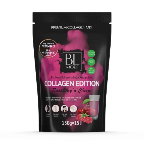 Product image of BE MORE COLLAGEN EDITION RASPERRY-CHERRY PULBER 150G