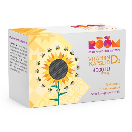 Product image of RÕÕM VITAMIIN D3 4000 IU (100 MCG) KAPSLID N80