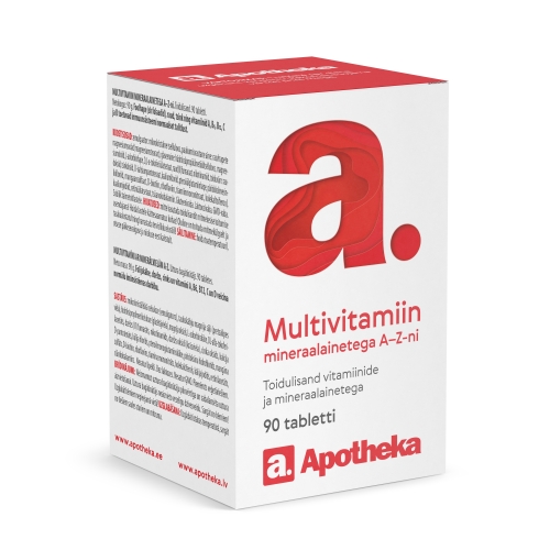 A. MULTIVITAMIIN MINERAALAINETEGA A-Z TBL N90 - Tootepilt 