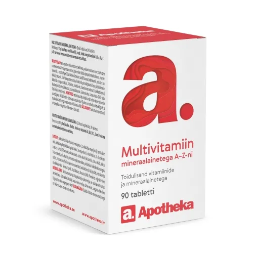 A. MULTIVITAMIIN MINERAALAINETEGA A-Z TBL N90 - Tootepilt 