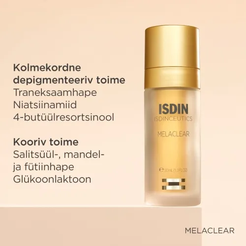 ISDIN MELACLEAR NÄOSEERUM PIGMENDILAIKUDELE 30ML - Tootepilt 2