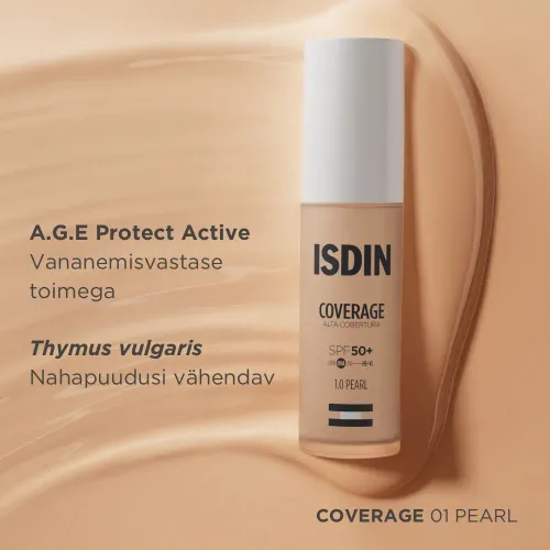 ISDIN JUMESTUSKREEM COVERAGE SPF50+ 30G 1.0 PEARL - Tootepilt 5