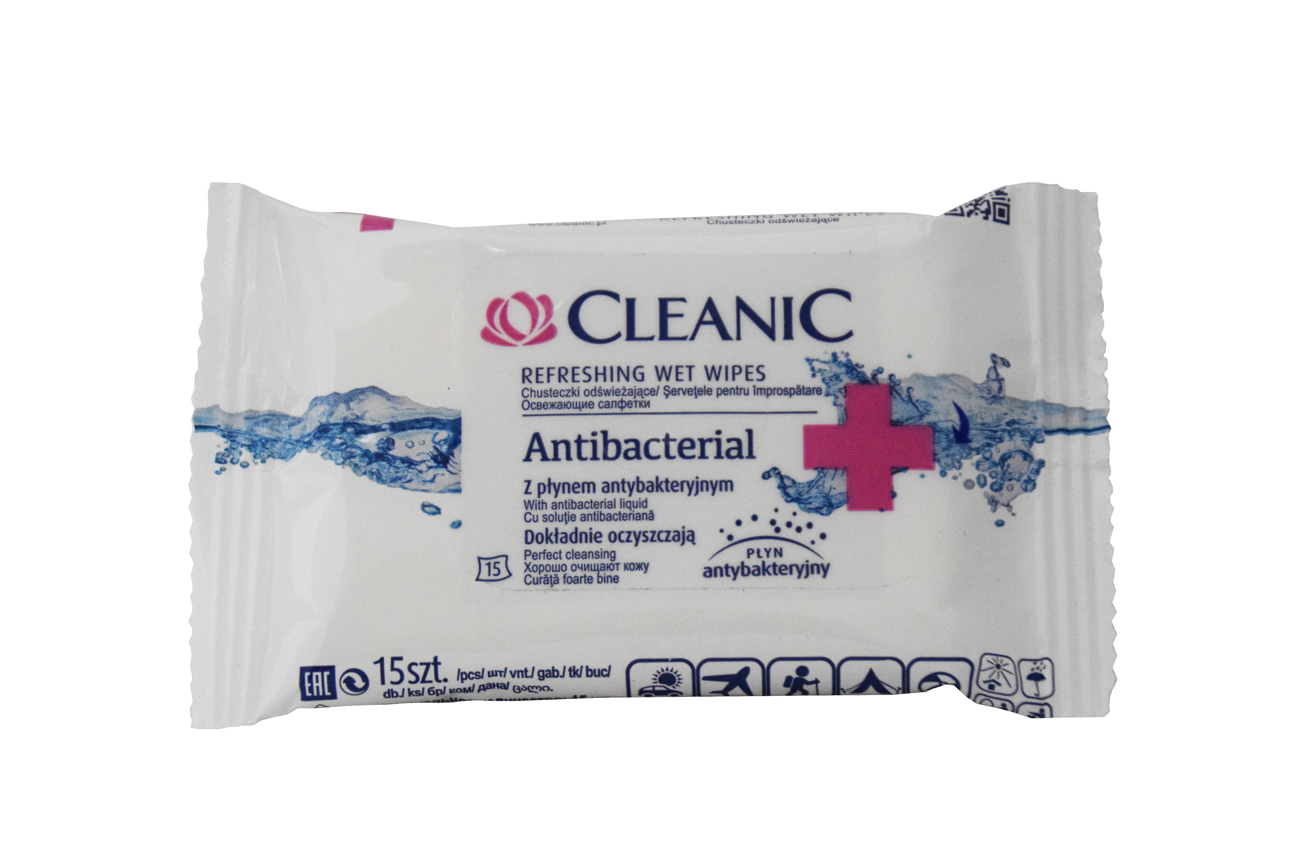 CLEANIC ANTIBAKTERIAALSED SALVRÄTIKUD N15 - Tootepilt 