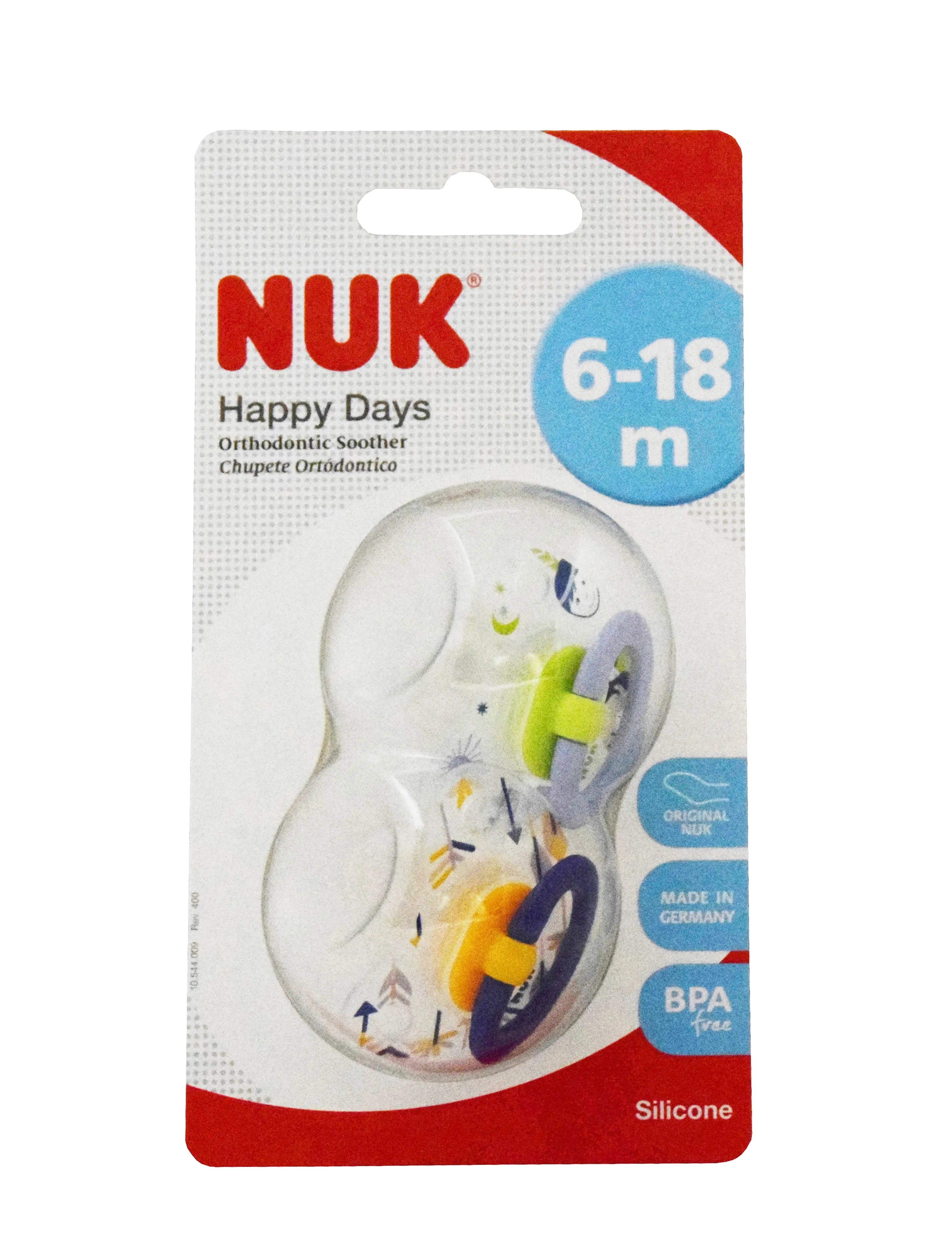 NUK RÕNGASLUTT 2 HAPPY DAYS (SILIK) 6-18 KUUD N2 - Tootepilt 