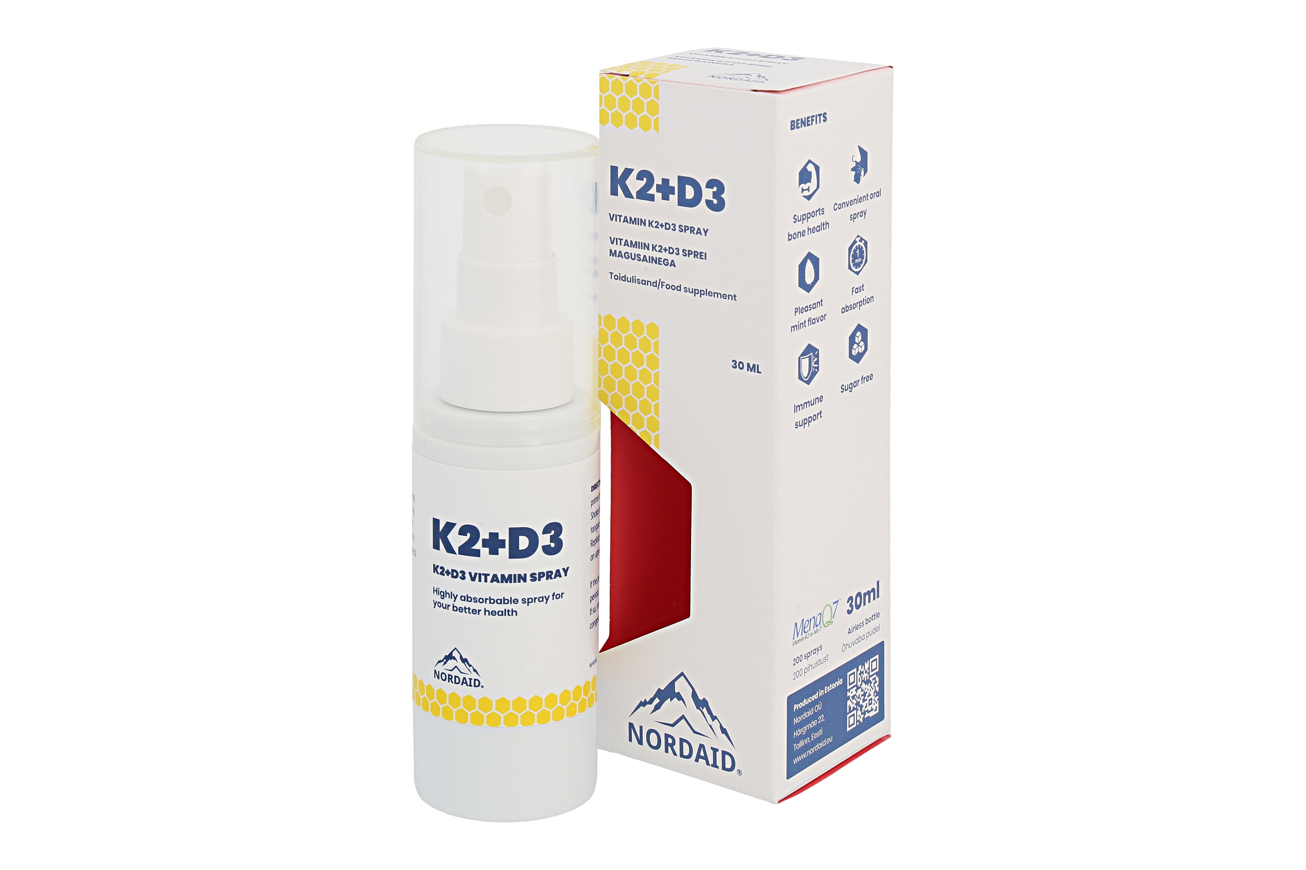 NORDAID K2+D3 VITAMIIN SUUKAUDNE SPREI 100MCG+4000IU 30ML - Tootepilt 