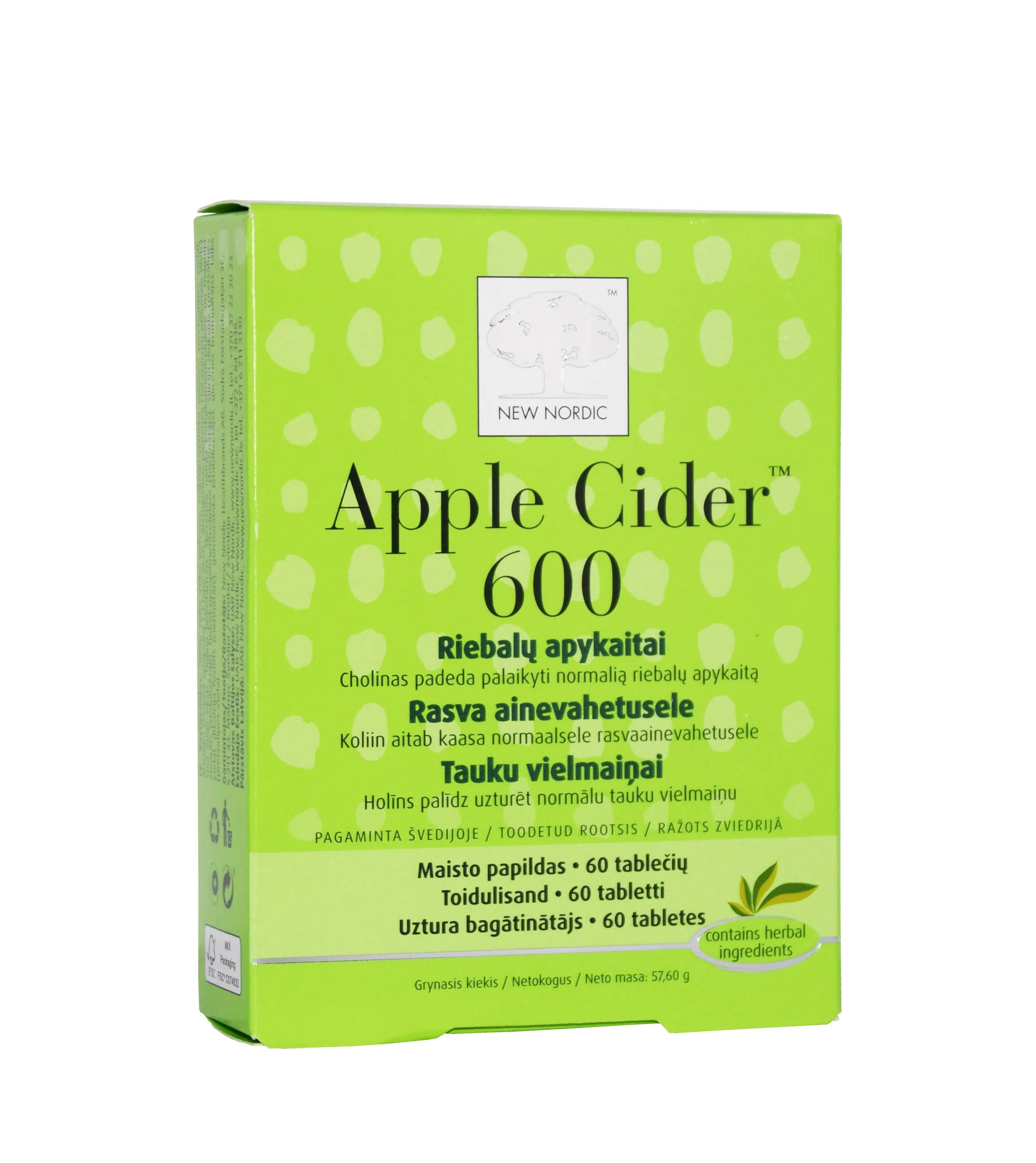 NEW NORDIC APPLE CIDER TBL 600MG N60 - Tootepilt 