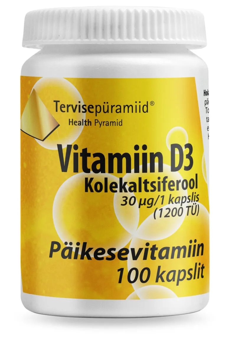 TERVISEPÜRAMIID VITAMIIN D3 KAPSLID 30MCG N100 - Tootepilt 