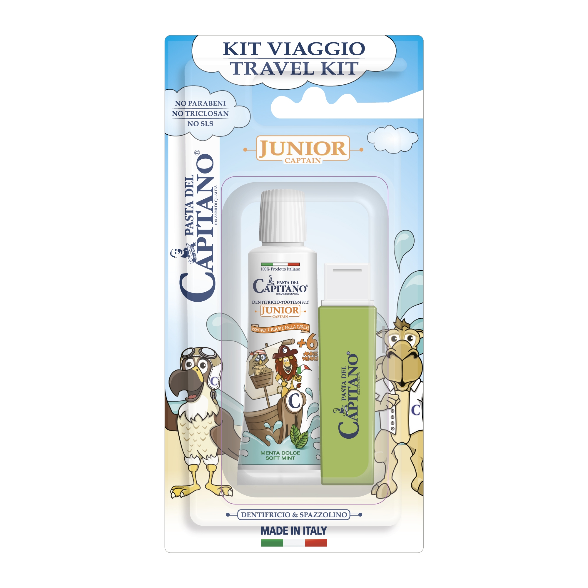 PASTA DEL CAPITANO LASTE REISIKOMPLEKT HAMBAPASTA 20ML+HARI - Tootepilt 