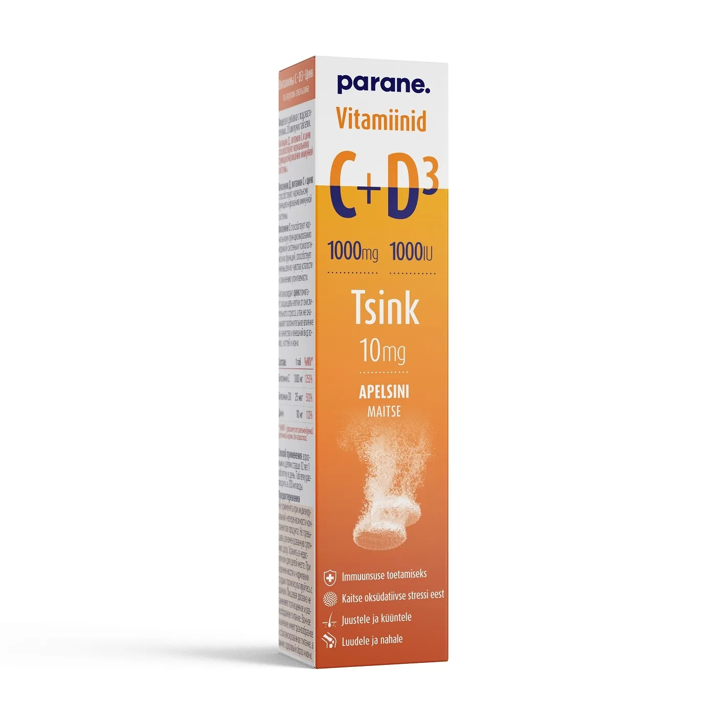 PARANE VITAMIINID C 1000MG+D3 1000IU+TSINK 10MG N20 - Tootepilt 