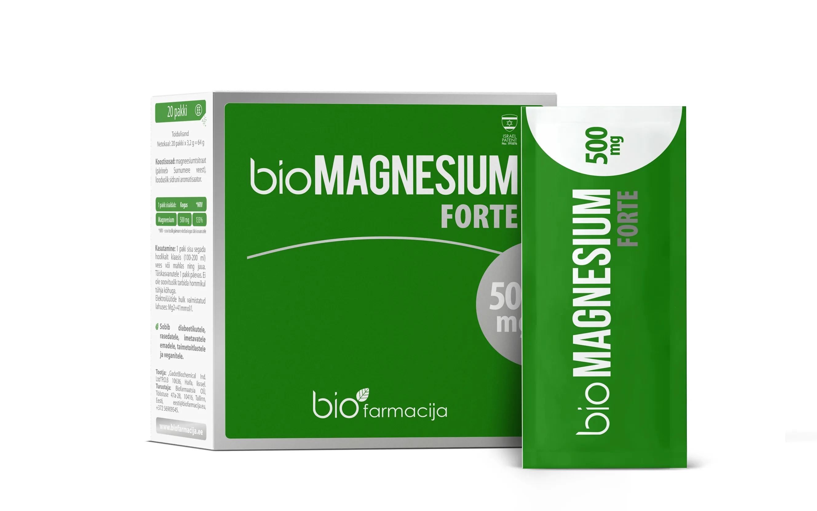 BIO MAGNEESIUM FORTE 500MG PULBER N20 - Tootepilt 