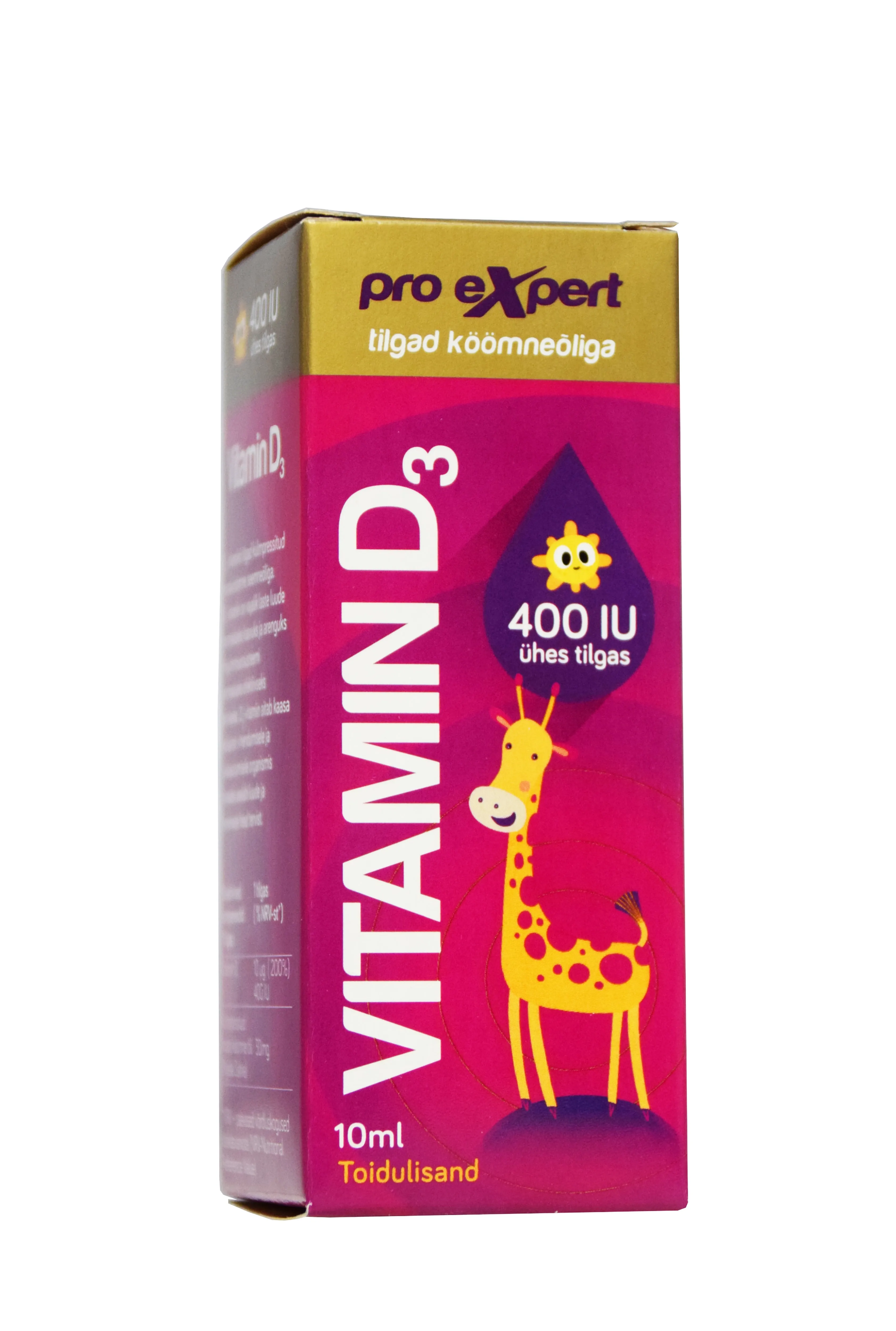 VITAMIN D3 PRO EXPERT 400IU TILGAD KÖÖMNEÕLIGA 10ML - Tootepilt 