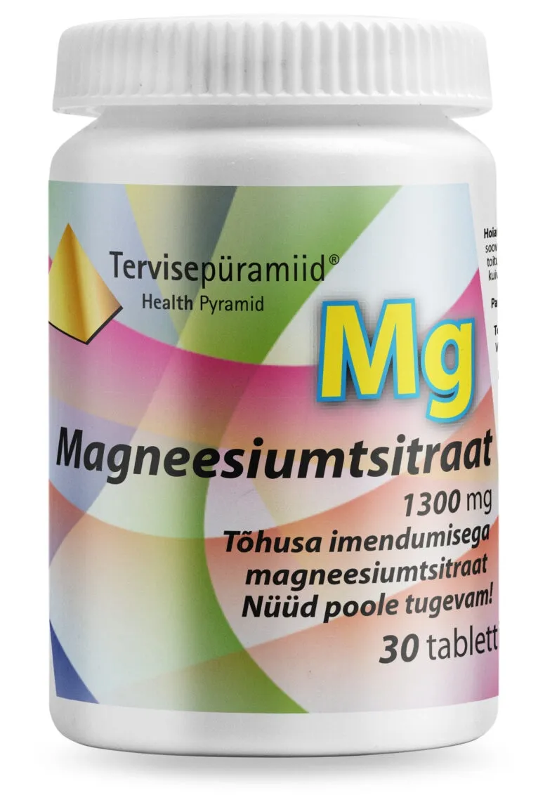 TERVISEPÜRAMIID MAGNEESIUMTSITRAAT TBL 1300MG N30 UUS - Tootepilt 