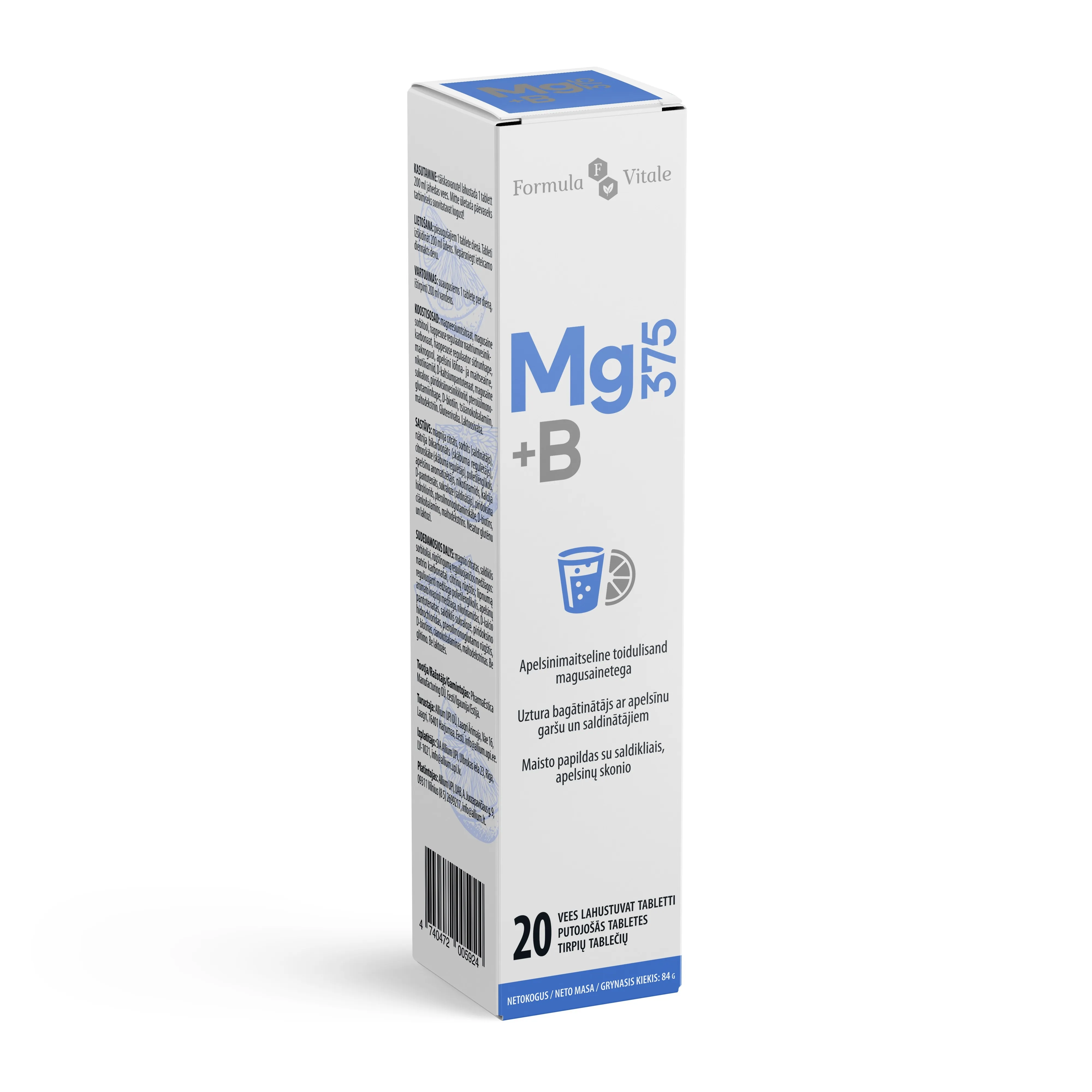 FORMULA VITALE MG 375MG + B VIT LAH TBL N20 - Tootepilt 