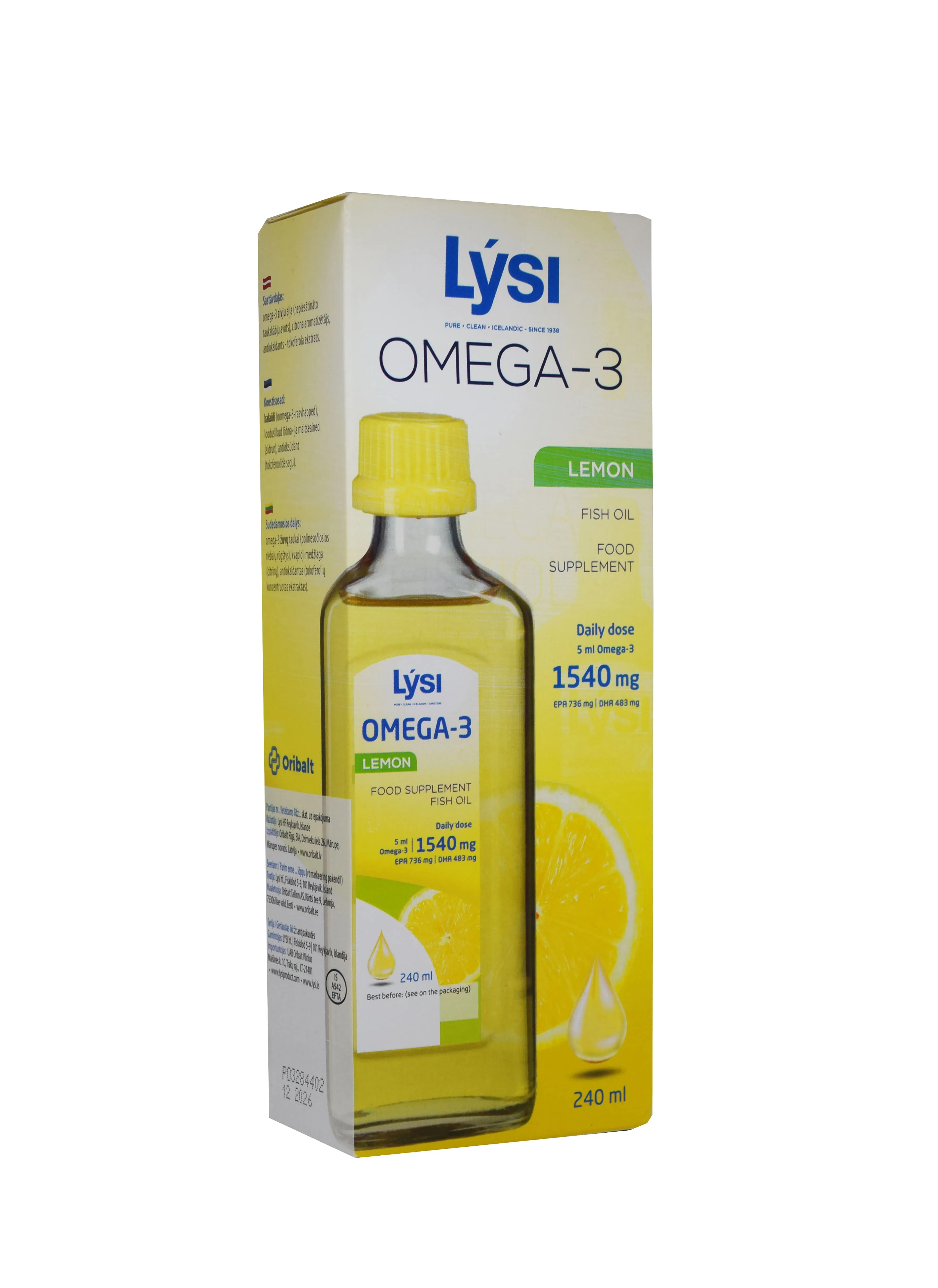 LYSI OMEGA-3 KALAÕLI SIDRUNIMAITSELINE 240ML - Tootepilt 