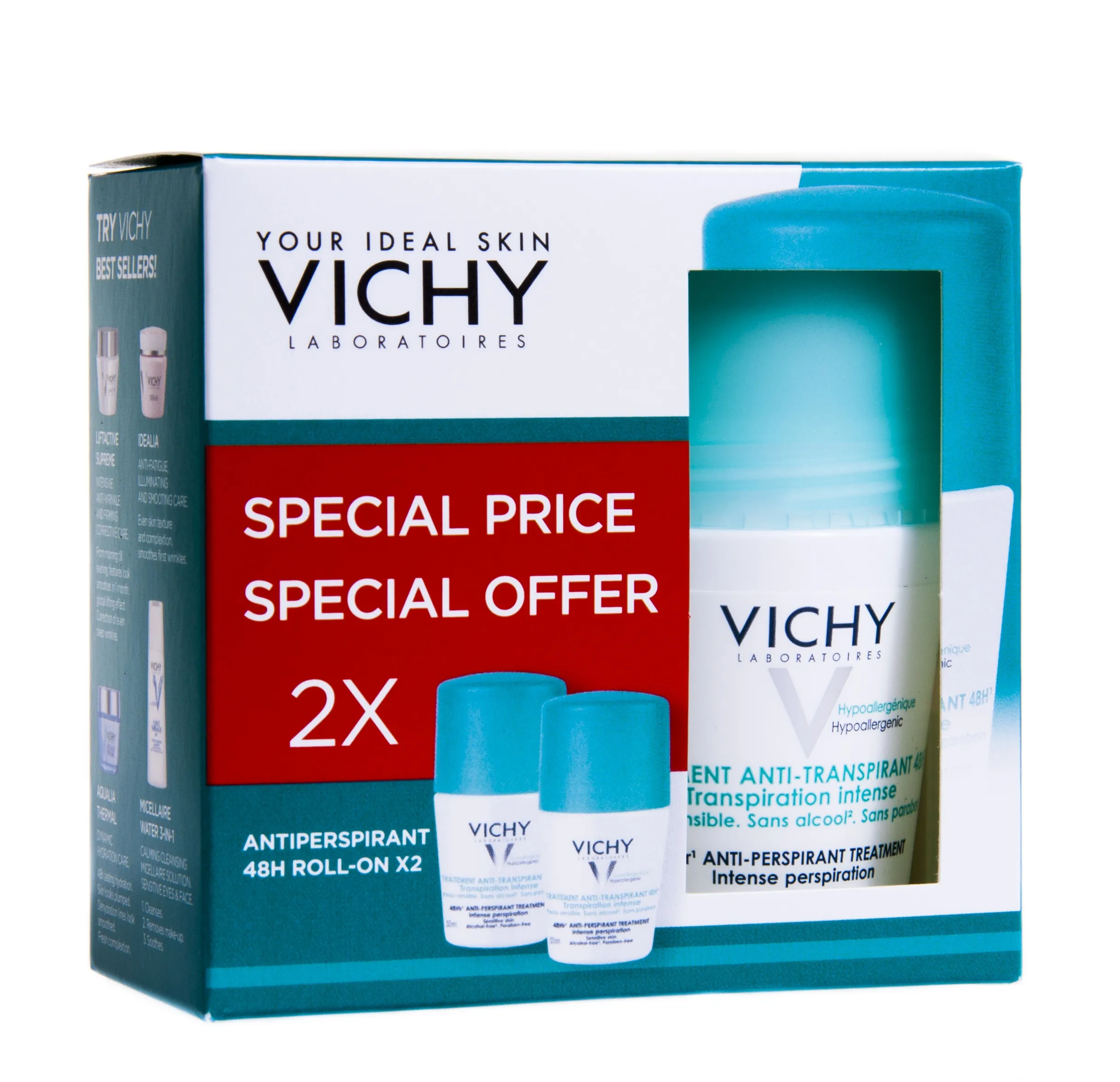 VICHY ANTIPERSPIRANT ROLL-ON 48H INTENSE 2X50ML - Tootepilt 