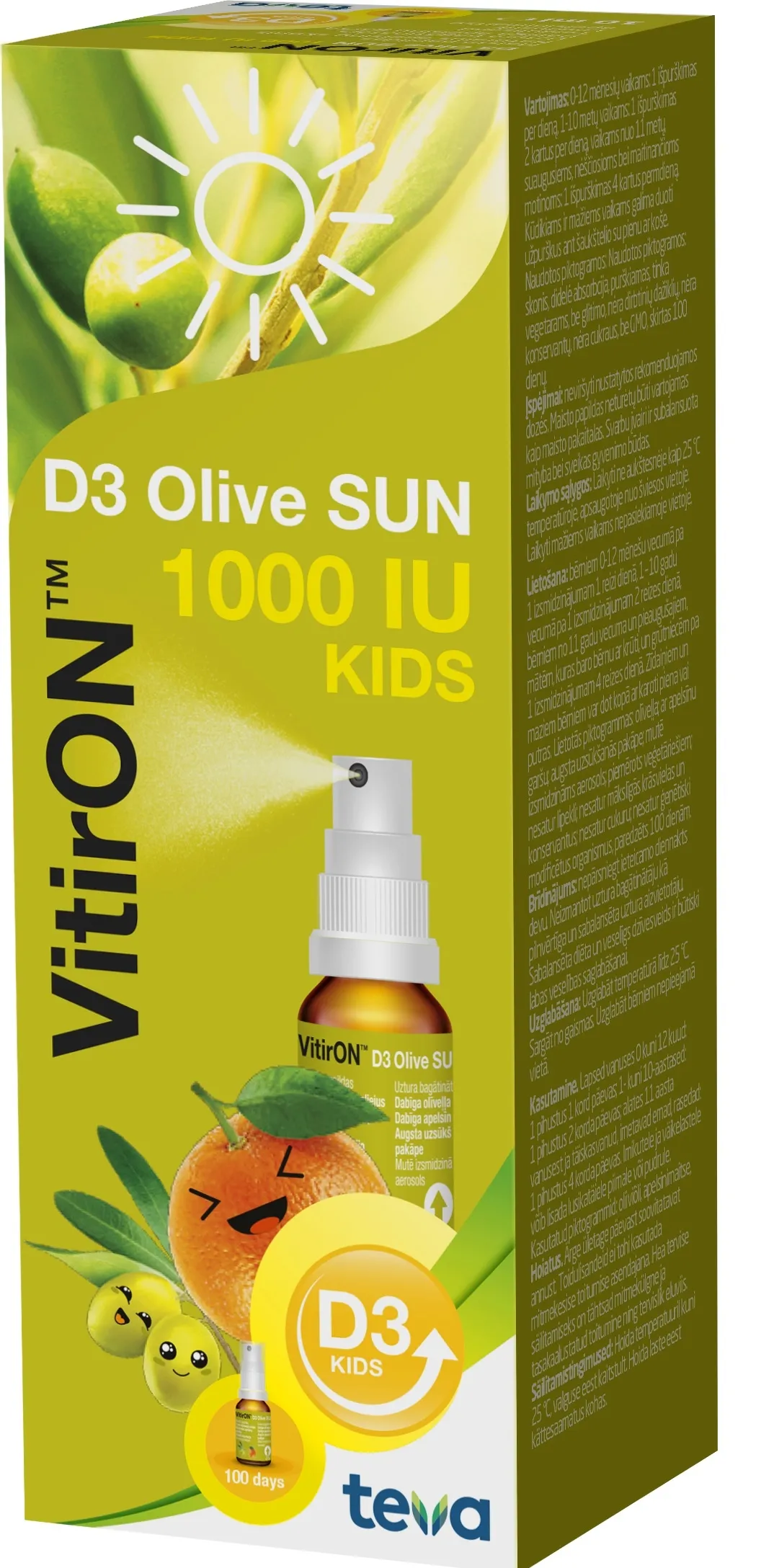 VITIRON D3 OLIVE SUN SPREI 1000IU 10ML - Tootepilt 