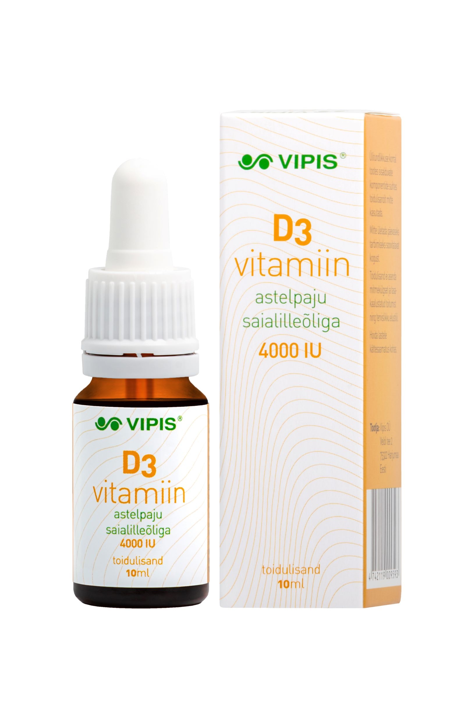 VIPIS D3 VITAMIIN ASTELPAJU SAIALILLEÕLIGA 4000IU 10ML - Tootepilt 