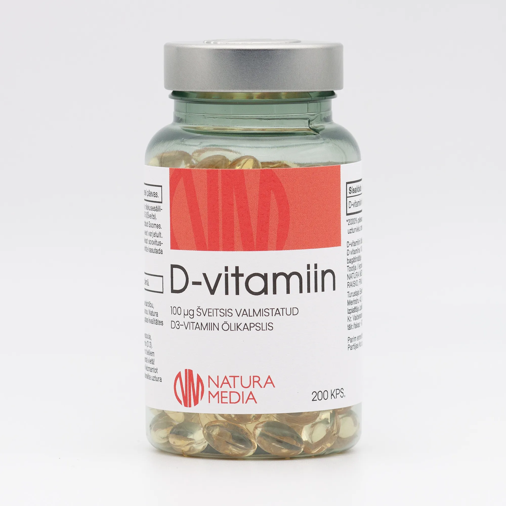 D-VITAMIIN ÕLIKAPSLID 100MCG N200 - Tootepilt 