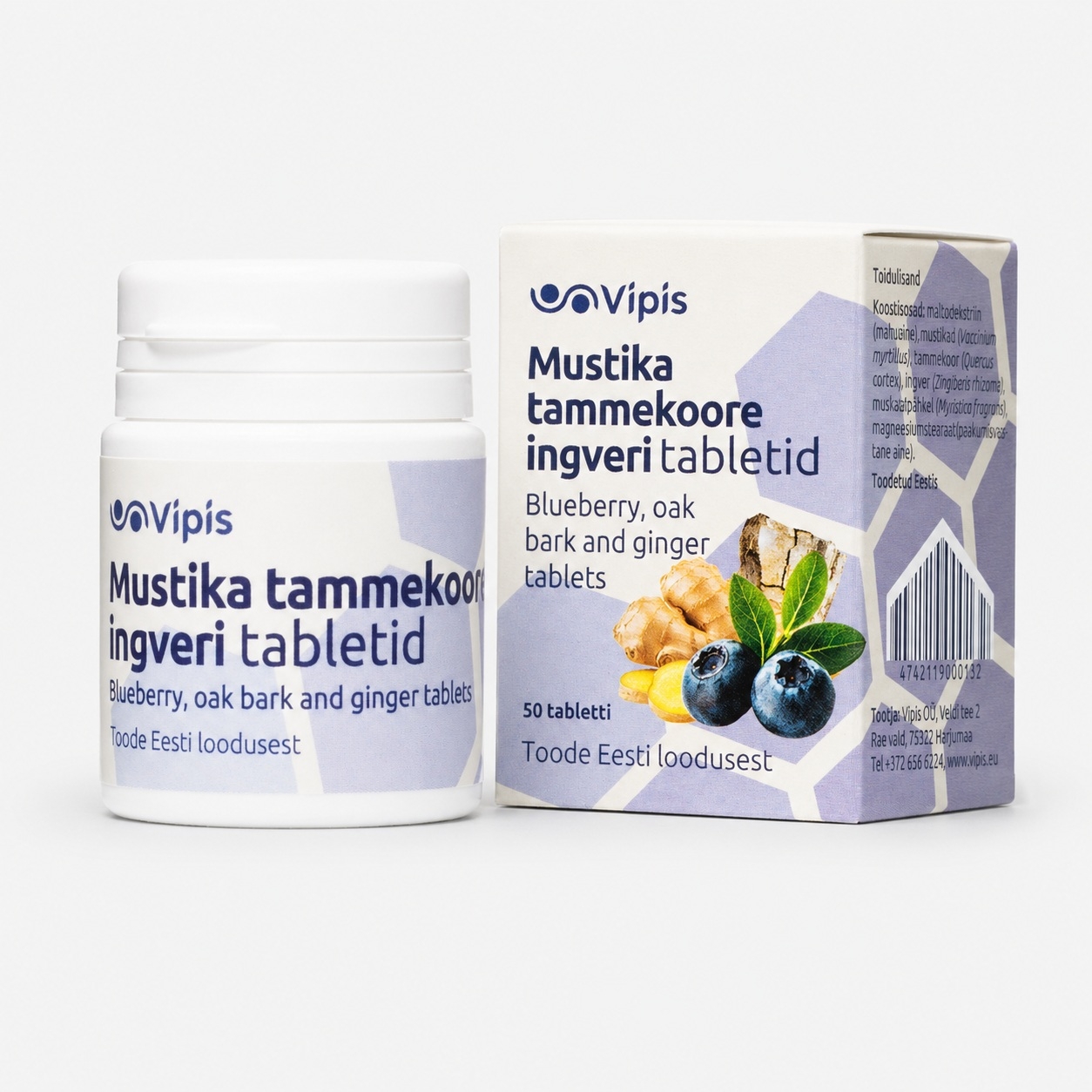 VIPIS MUSTIKA-TAMMEKOORE-INGVERI TABLETID N50 (15G) - Tootepilt 