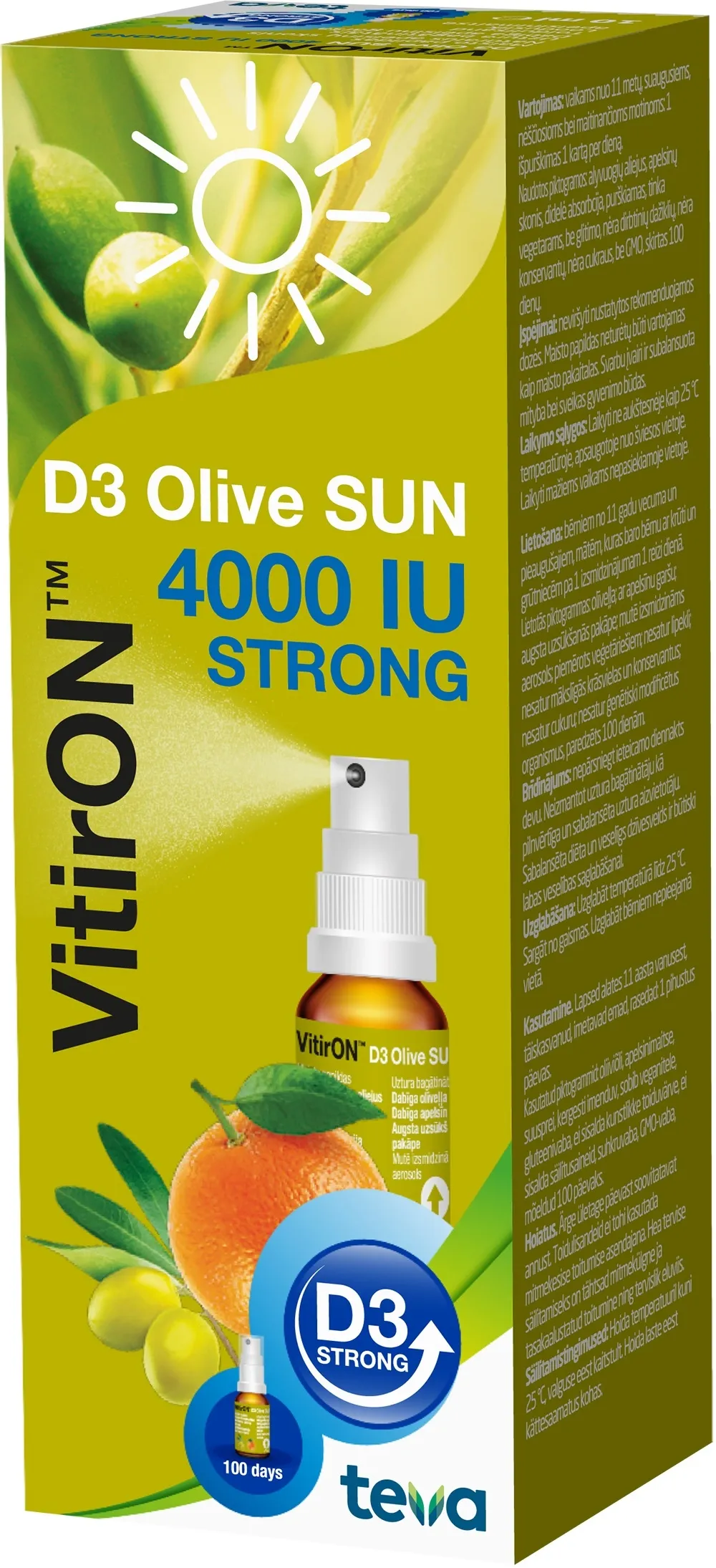 VITIRON D3 OLIVE SUN SPREI 4000IU 10ML - Tootepilt 