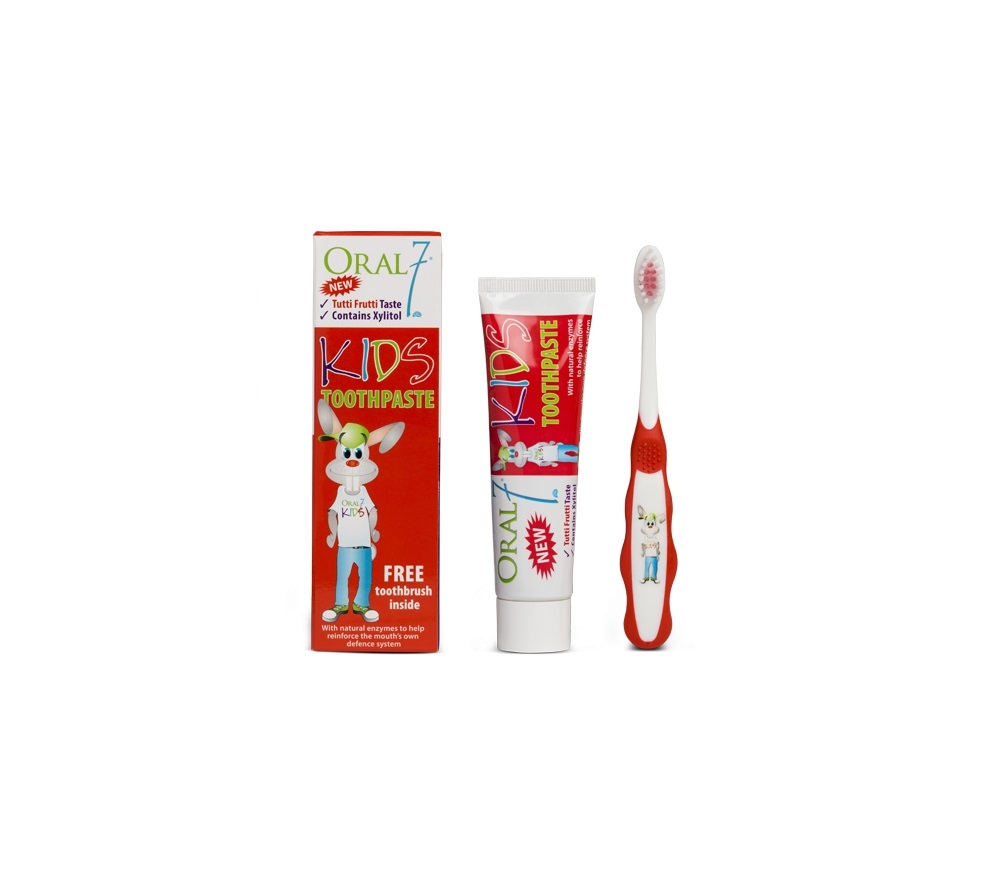 ORAL 7 HAMBAPASTA TUTTI-FRUTTI LASTELE 50ML + HAMBAHARI - Tootepilt 