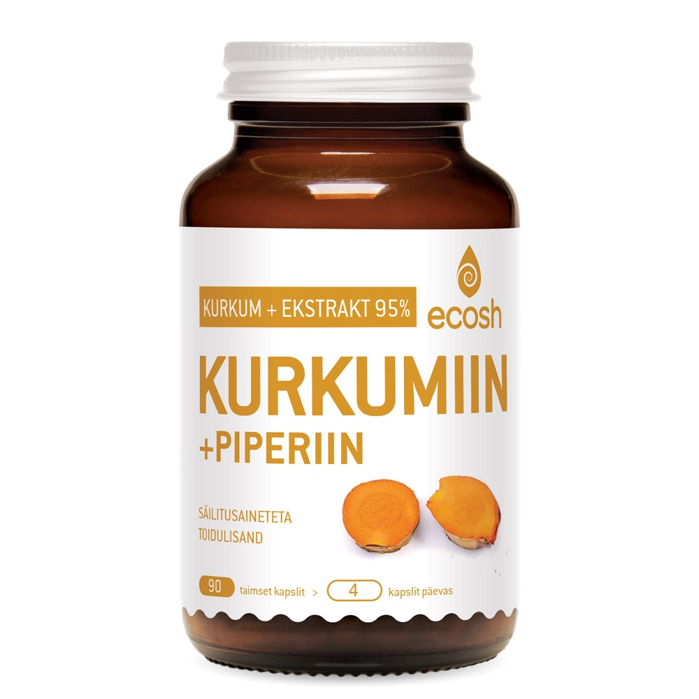 ECOSH KURKUM KURKUMIIN JA PIPERIIN KAPSLID N90 - Tootepilt 