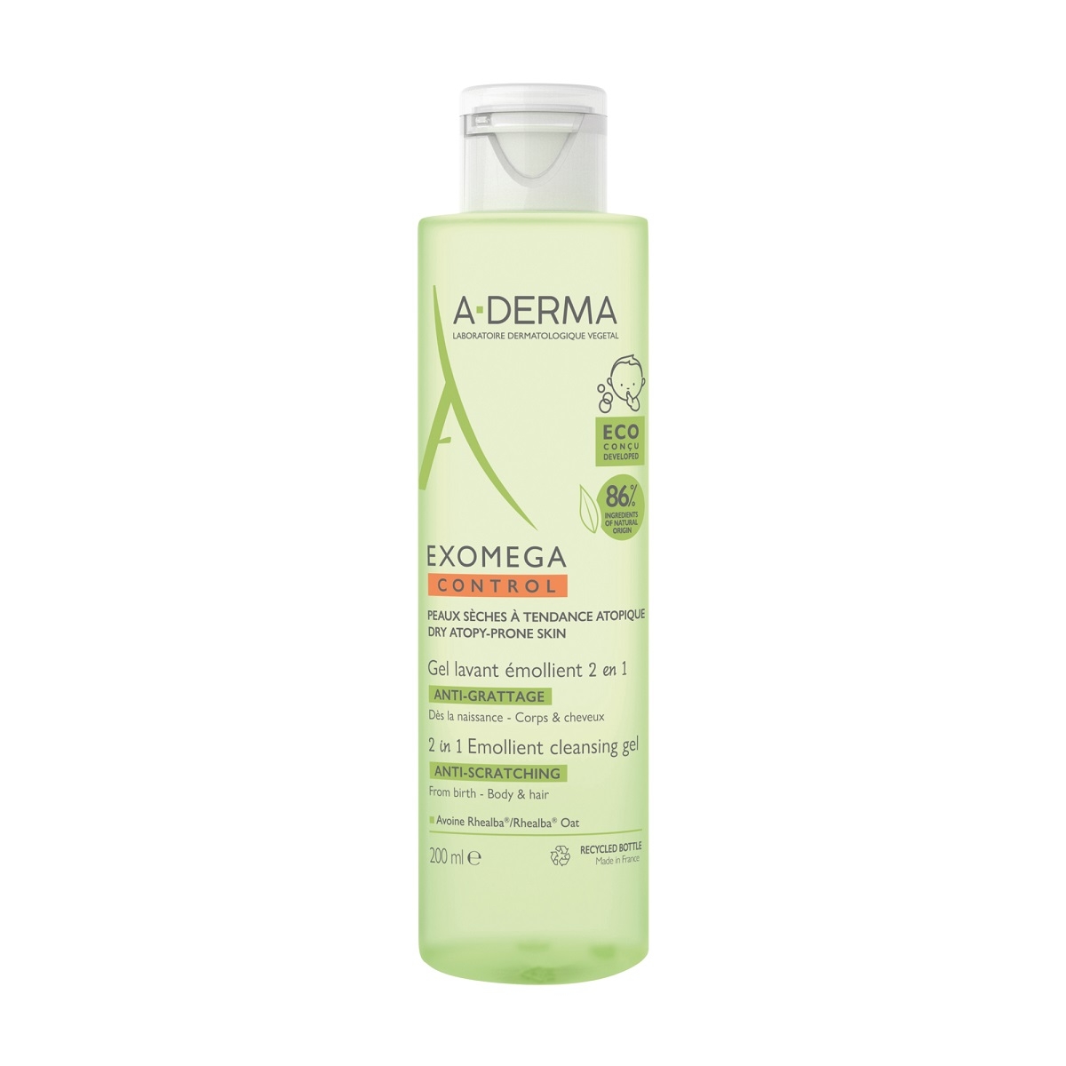A-DERMA EXOMEGA CONTROL PESEMISGEEL KEHALE JA JUUSTELE 200ML - Tootepilt 2