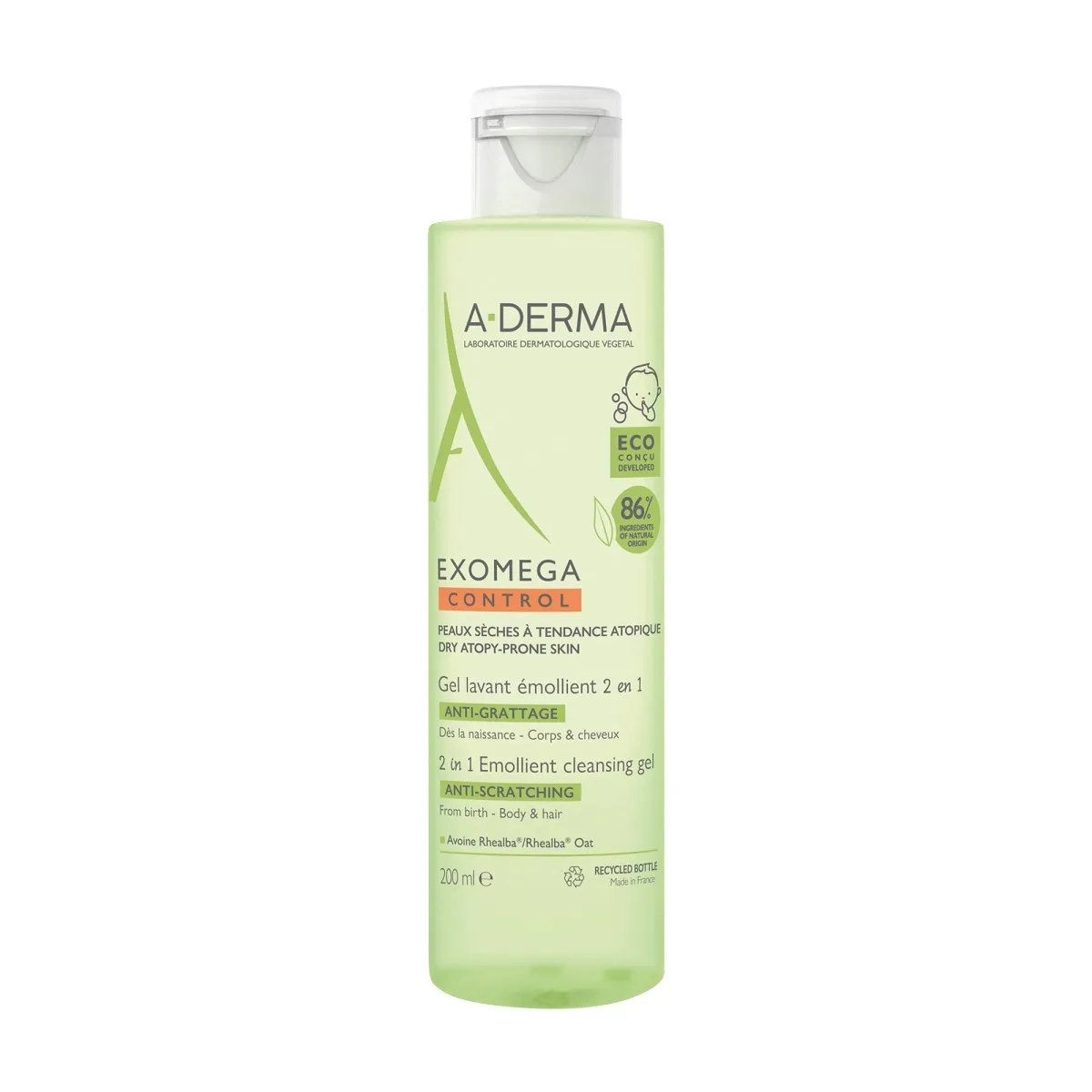 A-DERMA EXOMEGA CONTROL PESEMISGEEL KEHALE JA JUUSTELE 200ML - Tootepilt 2
