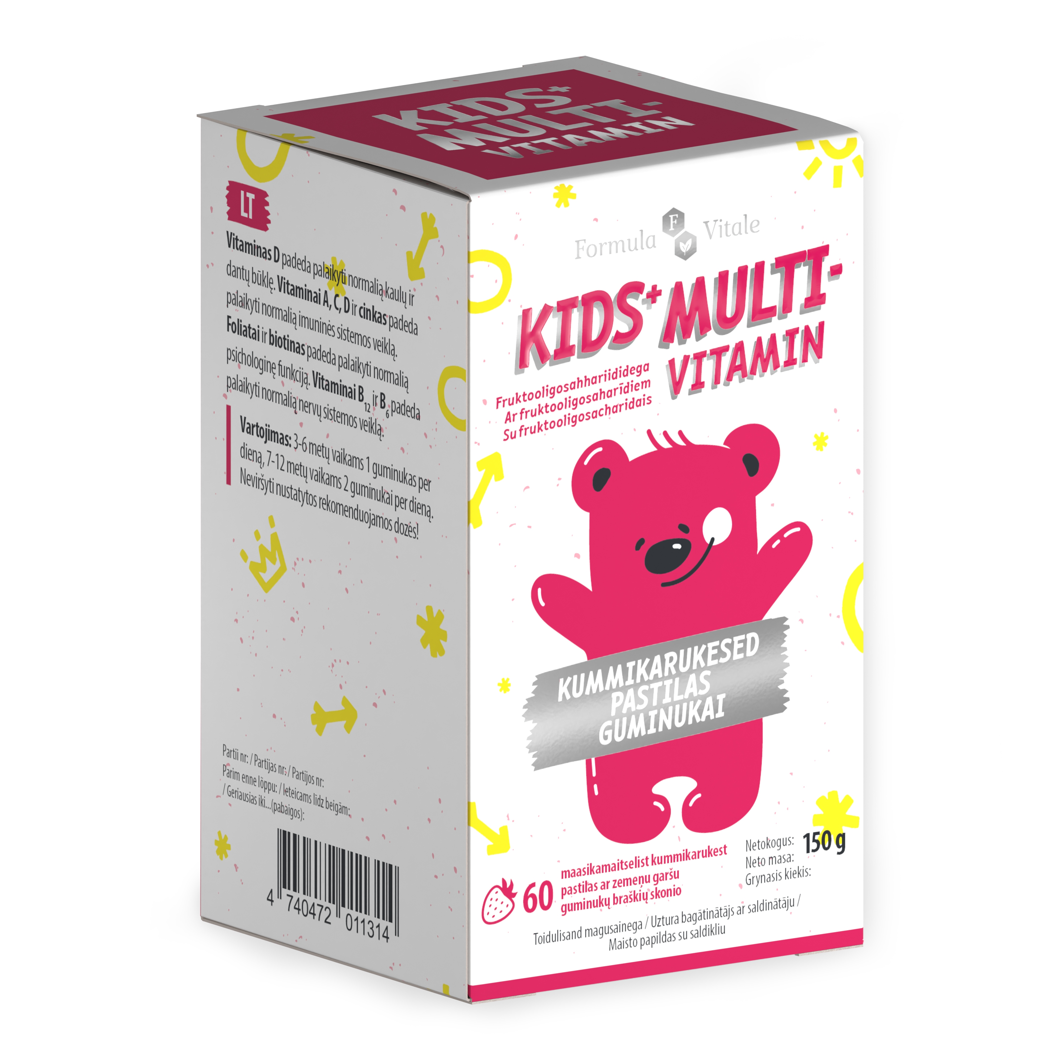 FORMULA VITALE KIDS+ MULTI KUMMIKARUKESED N60 - Tootepilt 