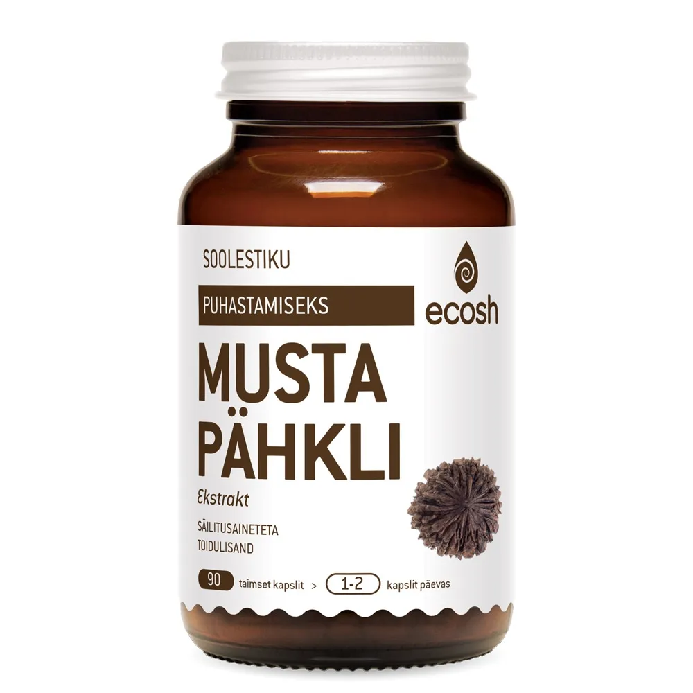 ECOSH MUSTA PÄHKLI EKSTRAKT KAPSLID N90 - Tootepilt 