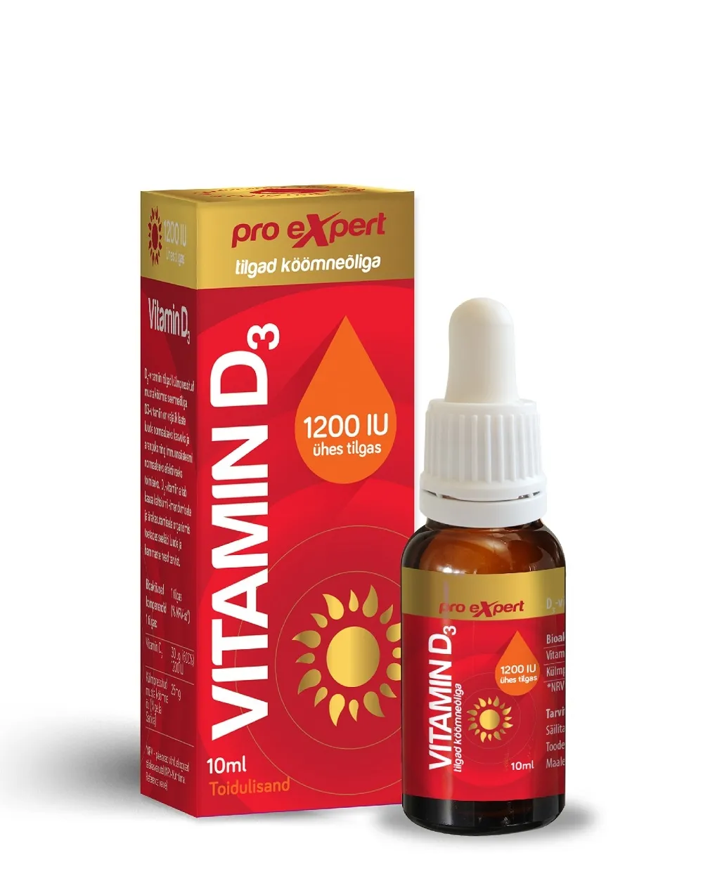VITAMIN D3 PRO EXPERT 1200IU TILGAD 10ML - Tootepilt 