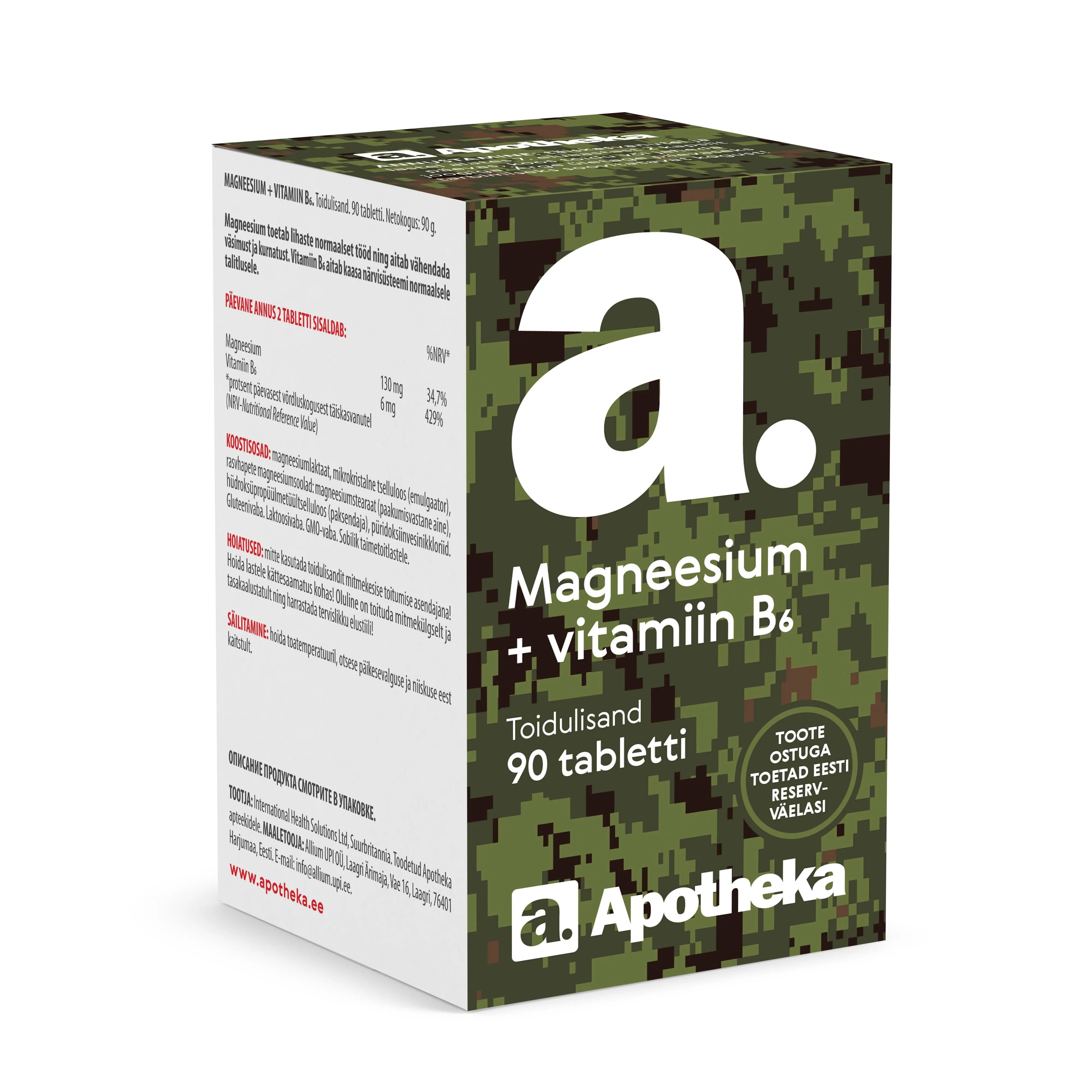 A. MAGNEESIUM +VITAMIIN B6 TBL N90 - Tootepilt 