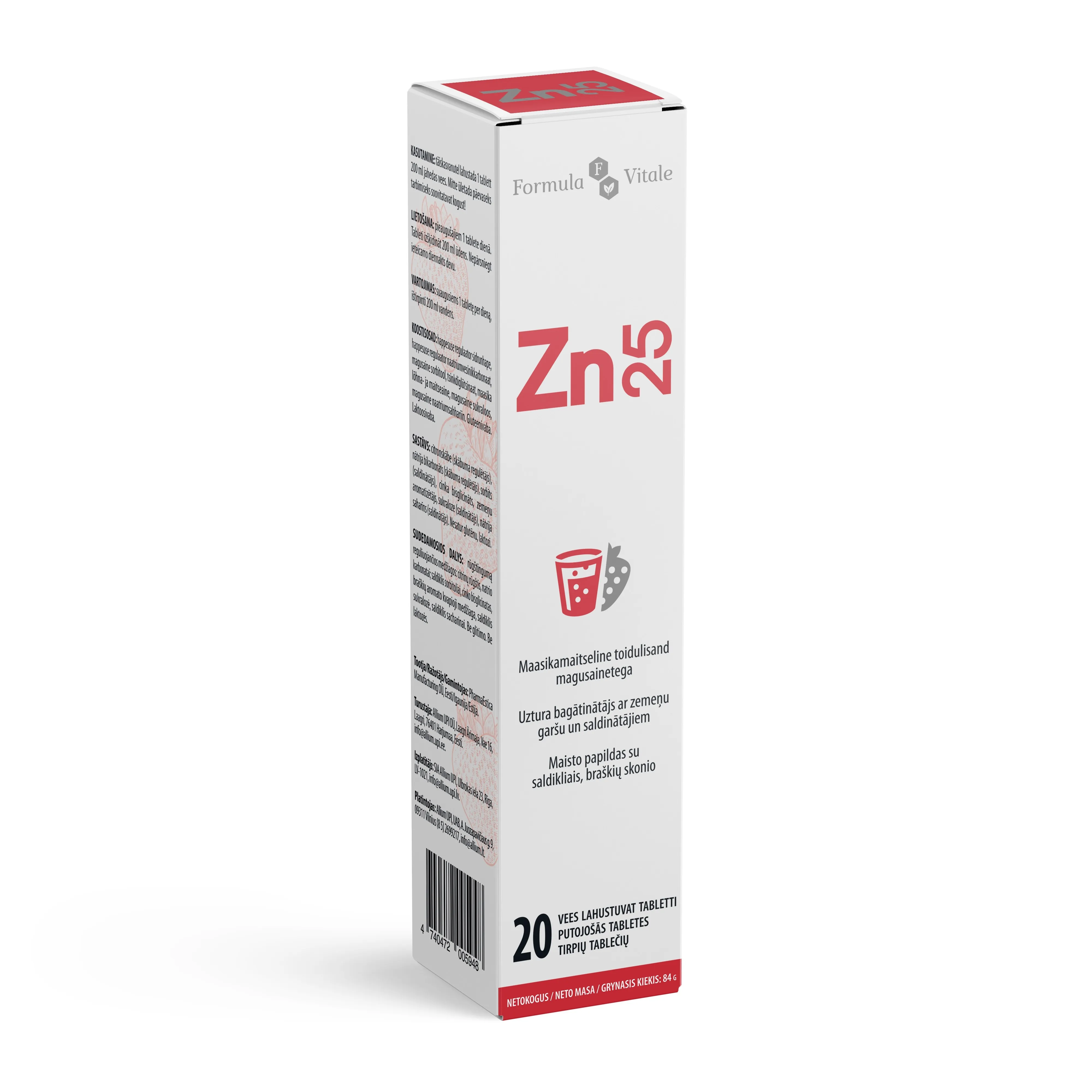 FORMULA VITALE TSINK 25 MG LAH TBL N20 - Tootepilt 