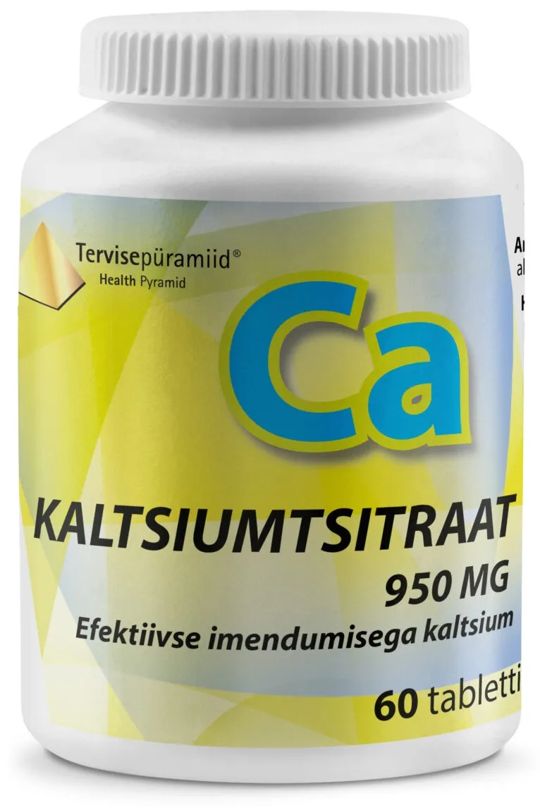 TERVISEPÜRAMIID KALTSIUMTSITRAAT TBL 950MG N60 - Tootepilt 