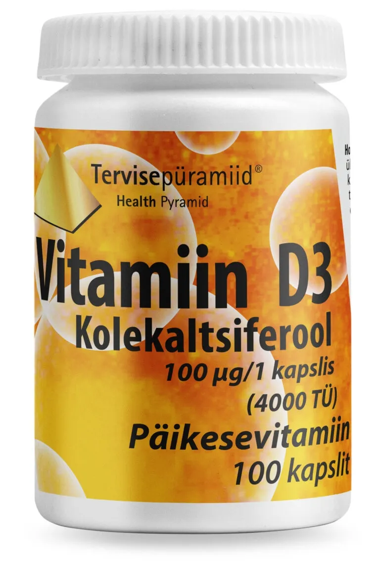 TERVISEPÜRAMIID VITAMIIN D3 KAPSLID 100MCG N100 - Tootepilt 