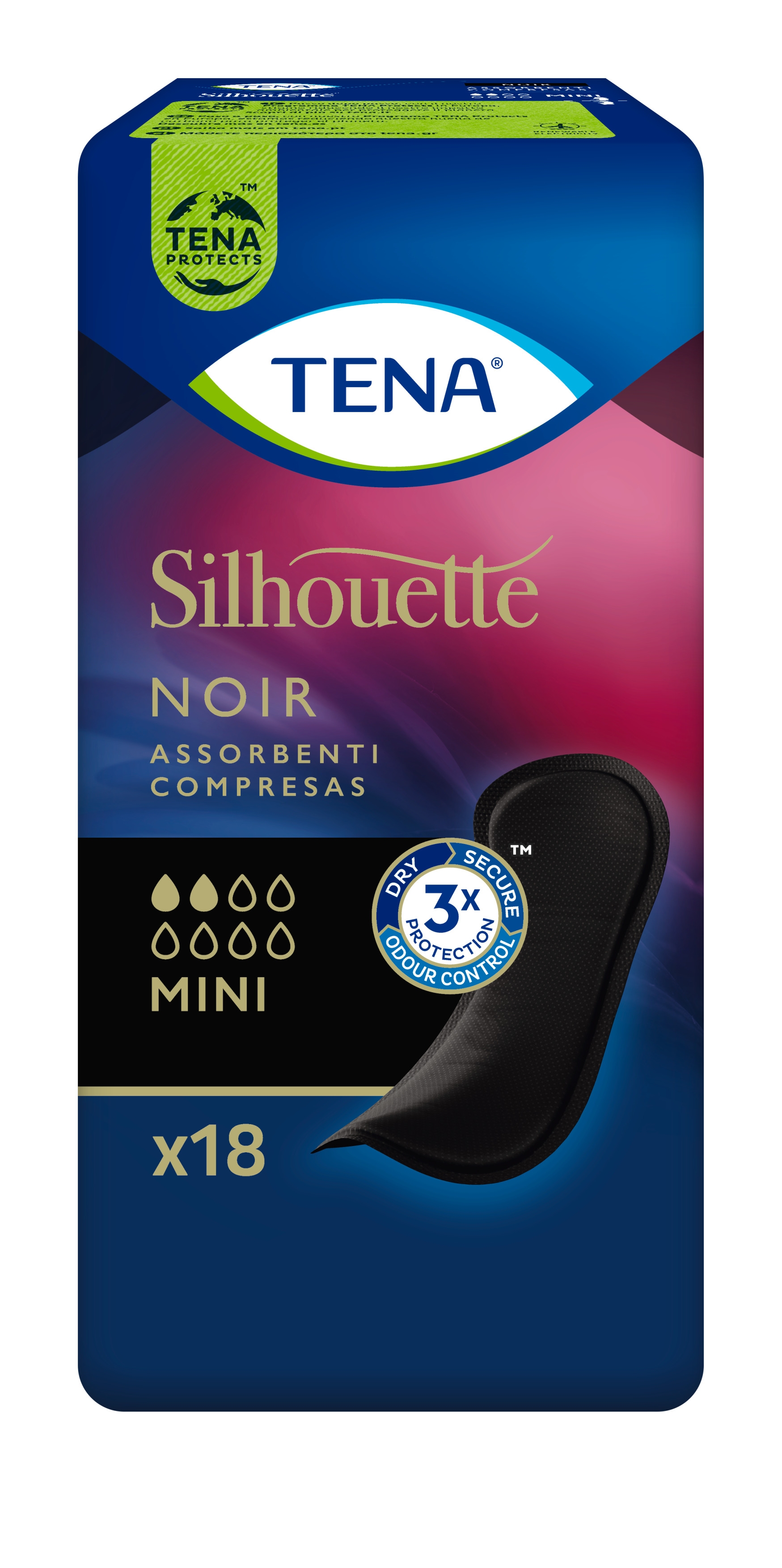 TENA SILHOUETTE NOIR MINI PESUKAITSE N18 - Tootepilt 
