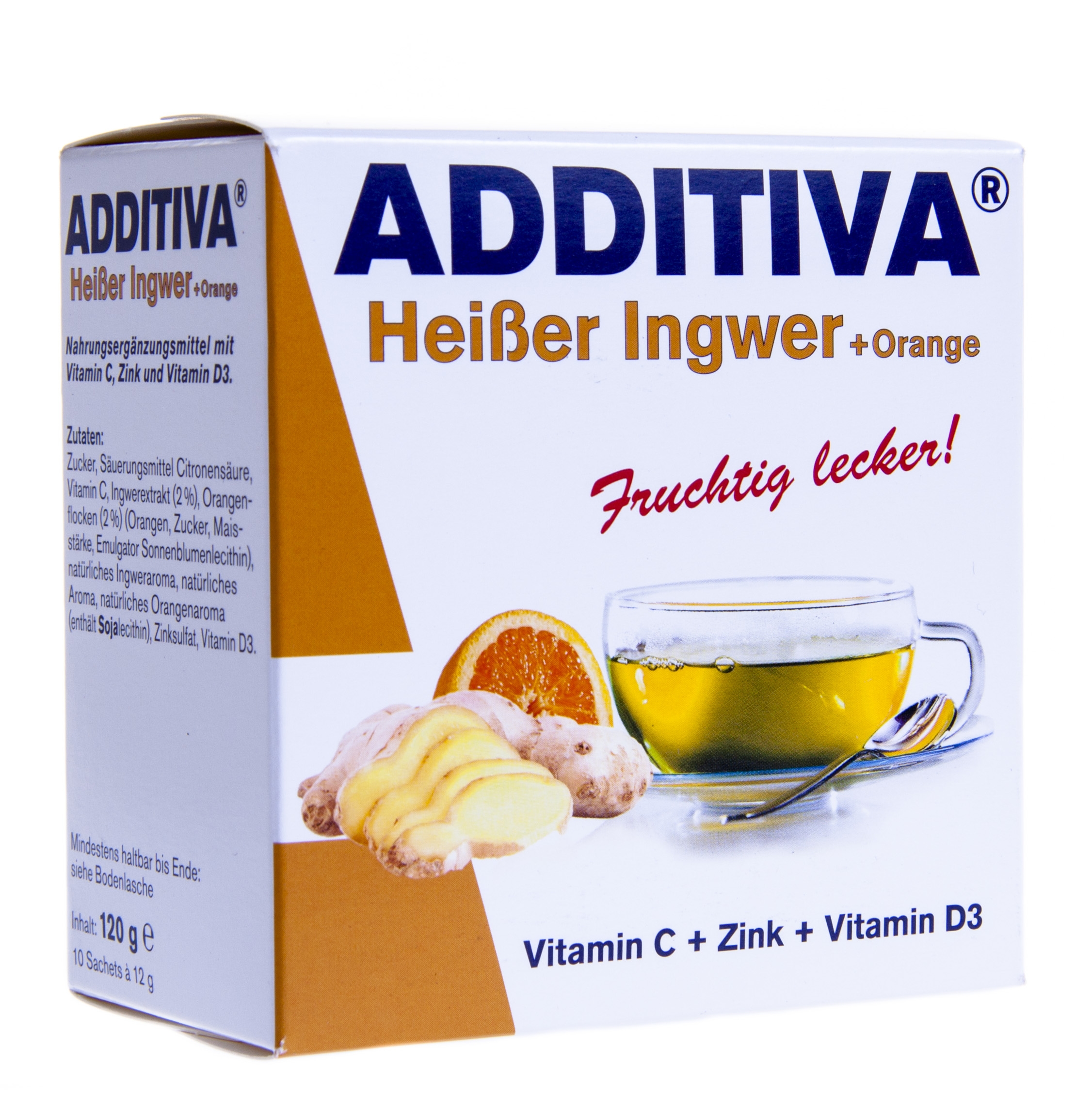 ADDITIVA KUUM INGVERIJOOK ZN+VIT C JA D3 N10 APELSINIGA - Tootepilt 
