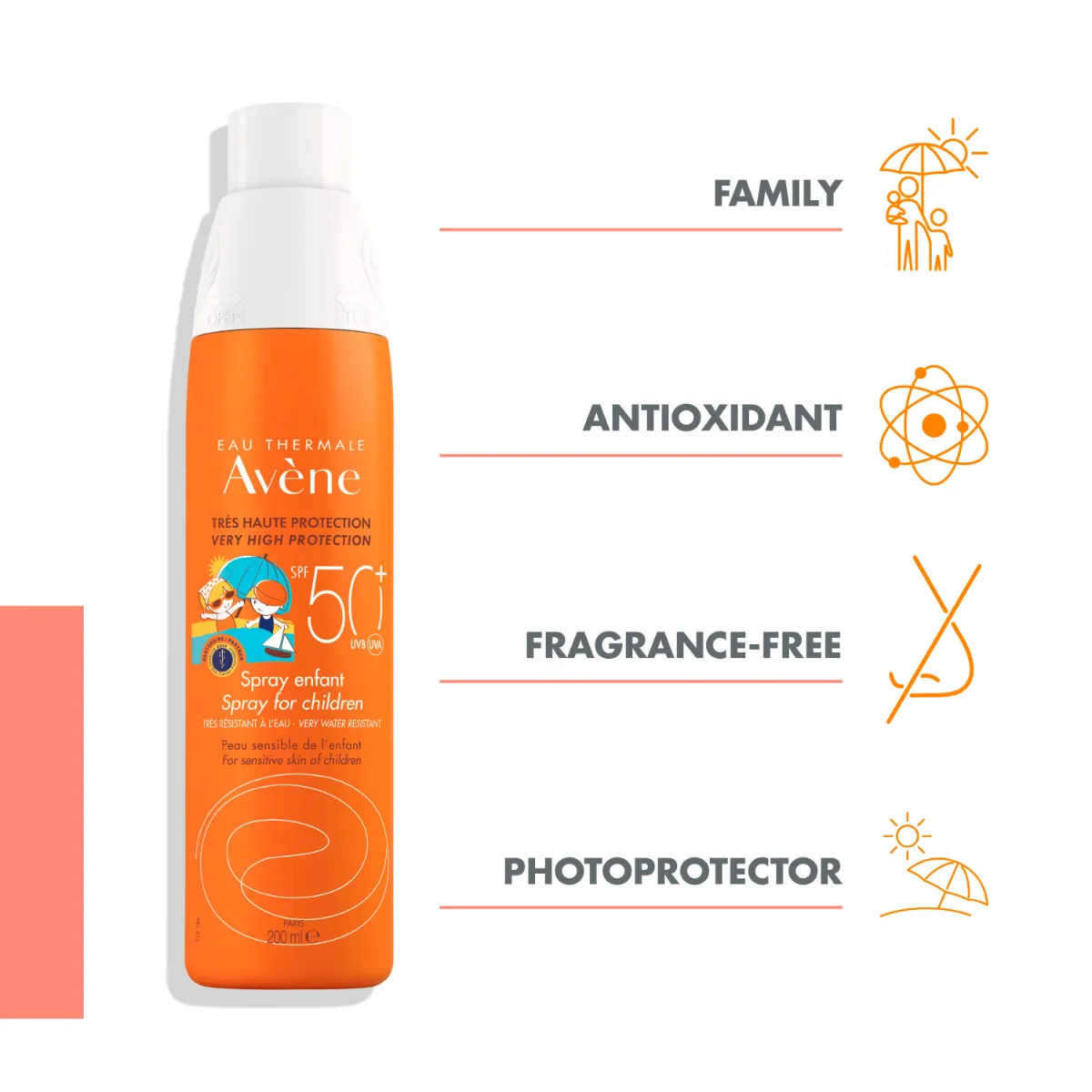 AVENE SUN PÄIKESEKAITSESPREI LASTELE SPF50+ 200ML - Tootepilt 2