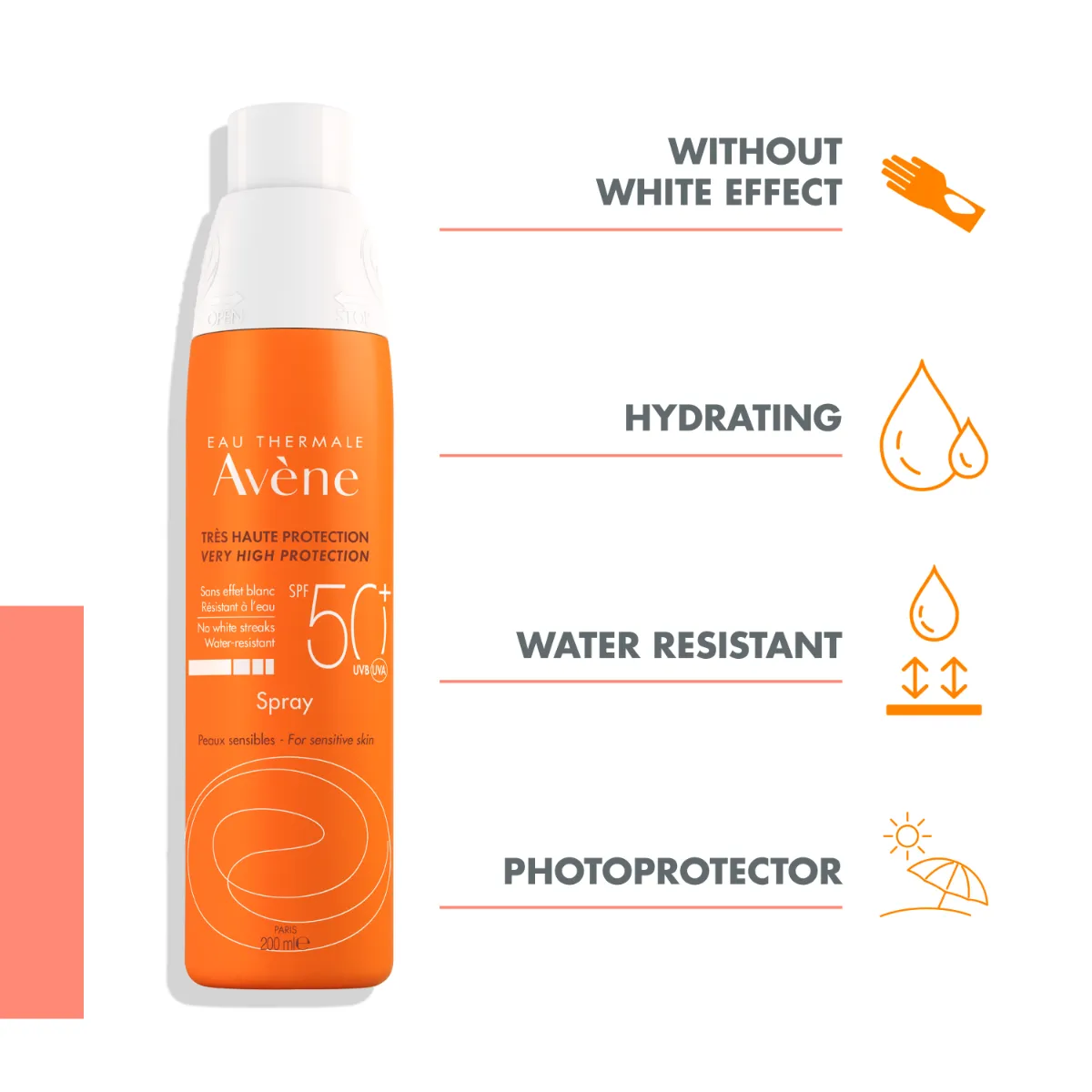 AVENE SUN PÄIKESEKAITSESPREI SPF50+ 200ML - Tootepilt 2