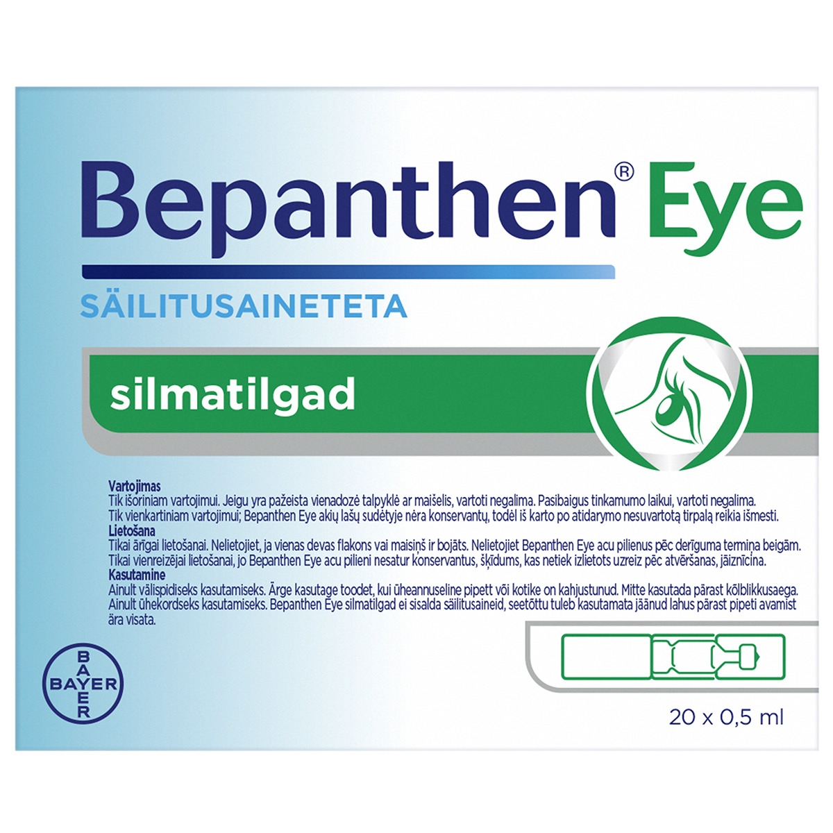 BEPANTHEN EYE SILMATILGAD 0,5ML N20 - Tootepilt 