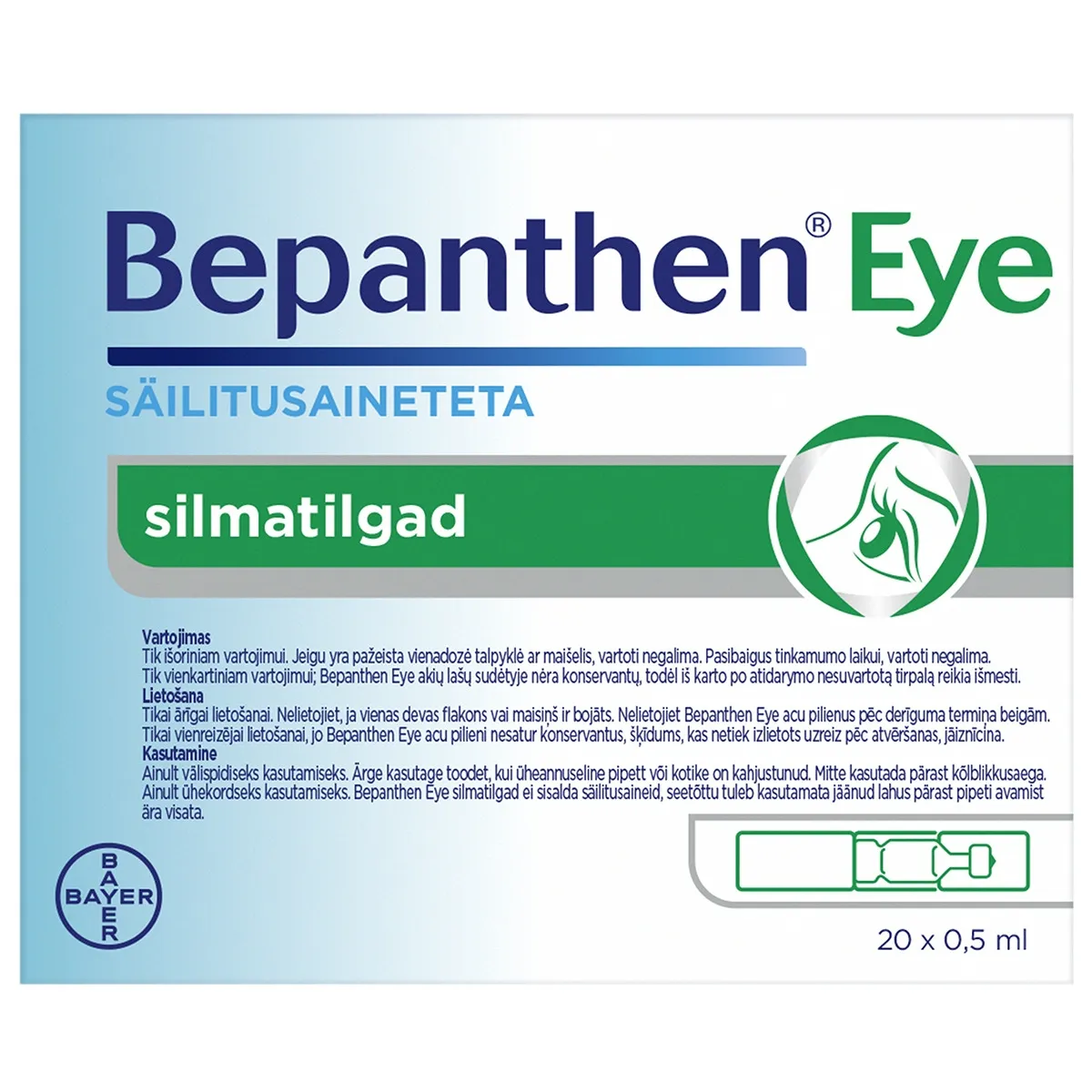 BEPANTHEN EYE SILMATILGAD 0,5ML N20 - Tootepilt 