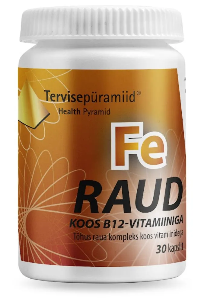 TERVISEPÜRAMIID RAUD KOOS B12 VITAMIINIGA KAPSLID N30 - Tootepilt 