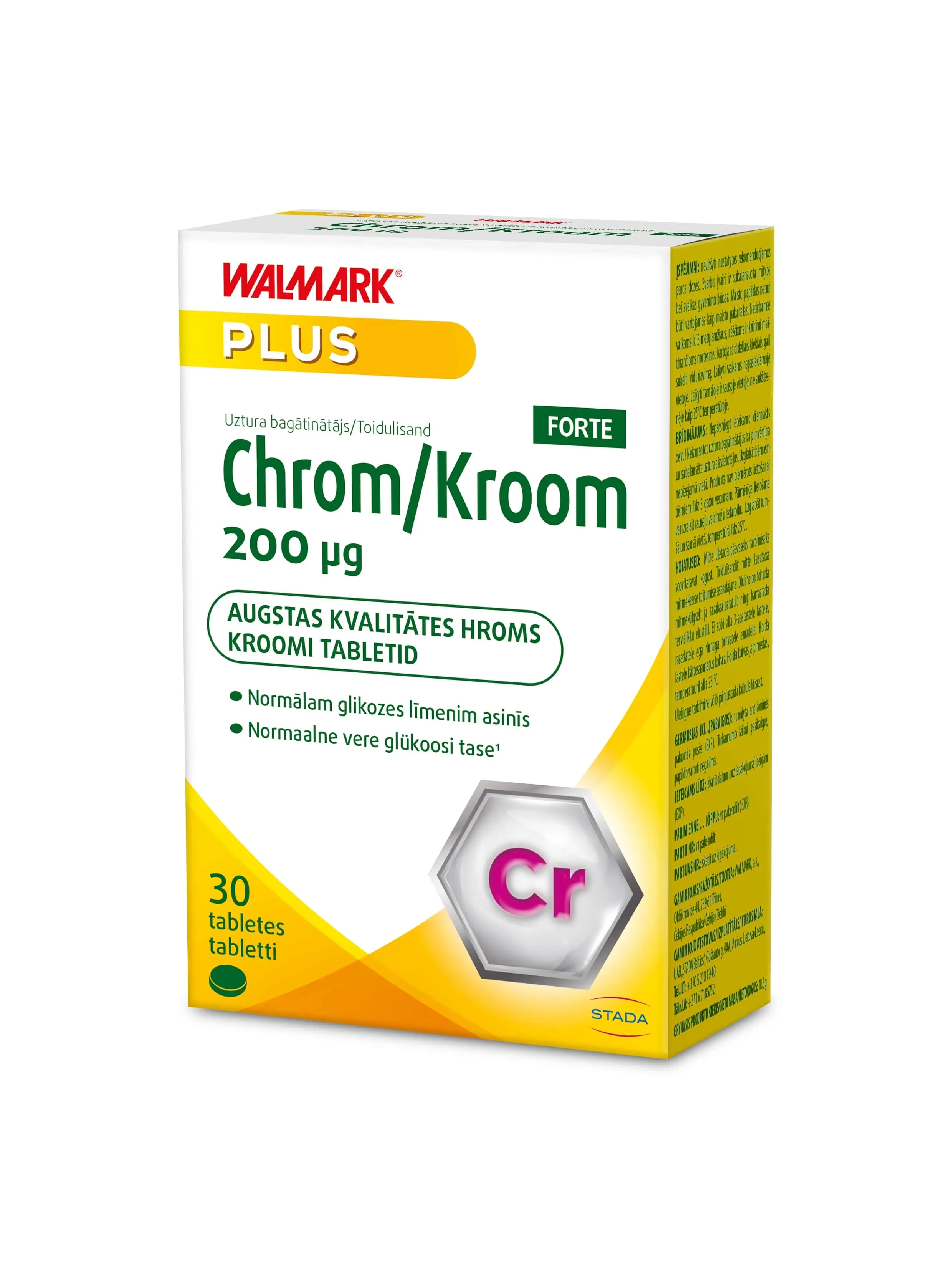 WALMARK KROOM TBL FORTE 200MCG N30 - Tootepilt 