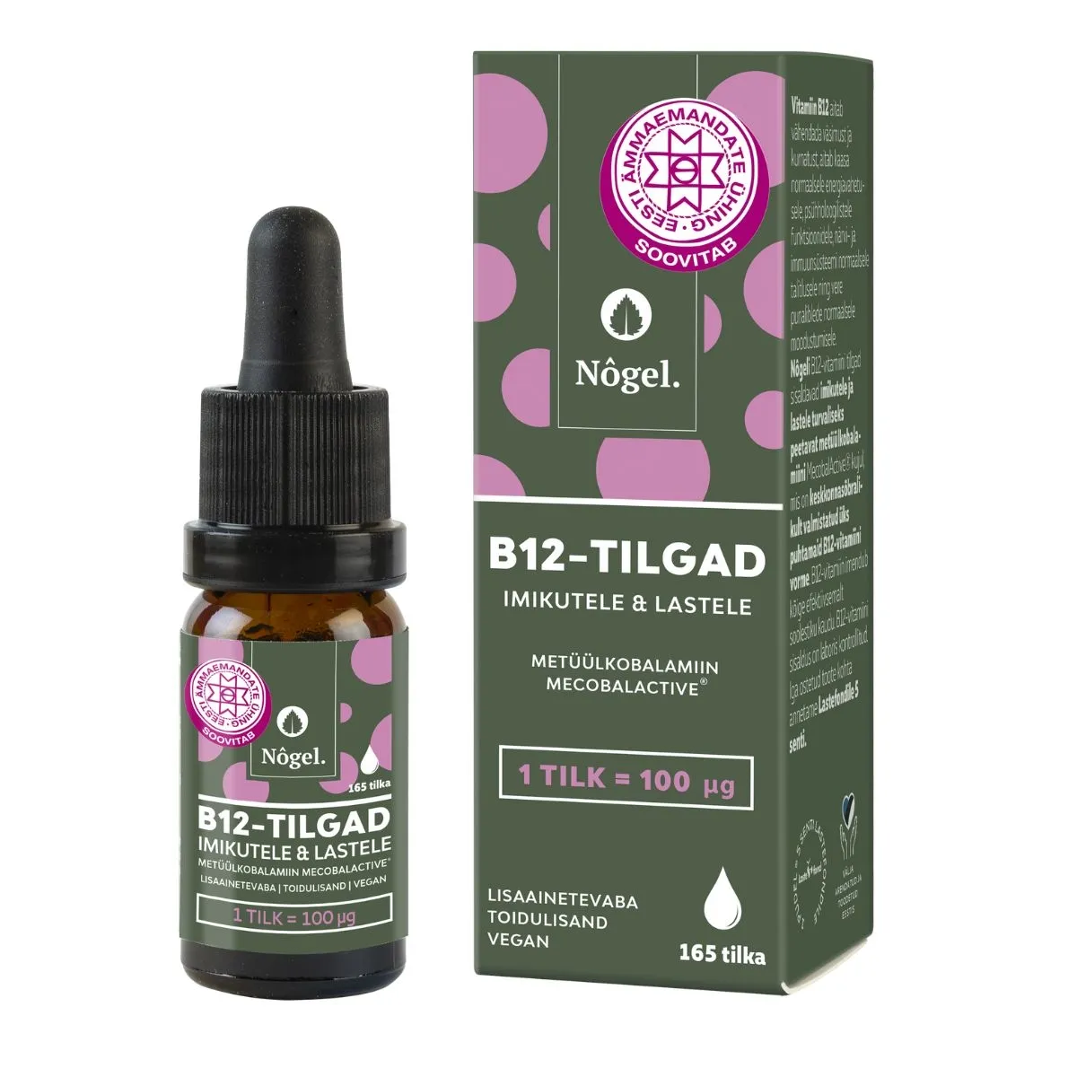 NÕGEL B12 VITAMIINI TILGAD IMIKUTELE 100MCG/TILGAS 10ML - Tootepilt 