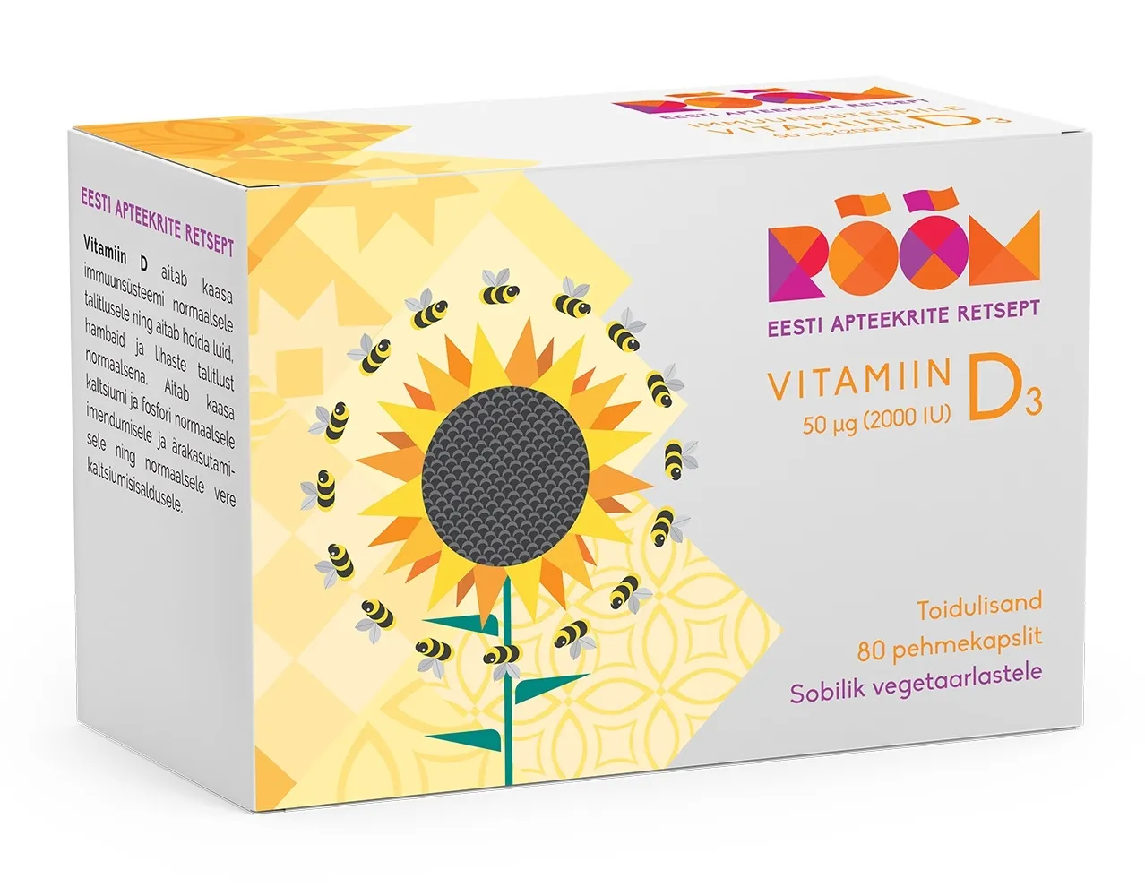 RÕÕM VITAMIIN D3 50MCG KAPSLID N80 - Tootepilt 