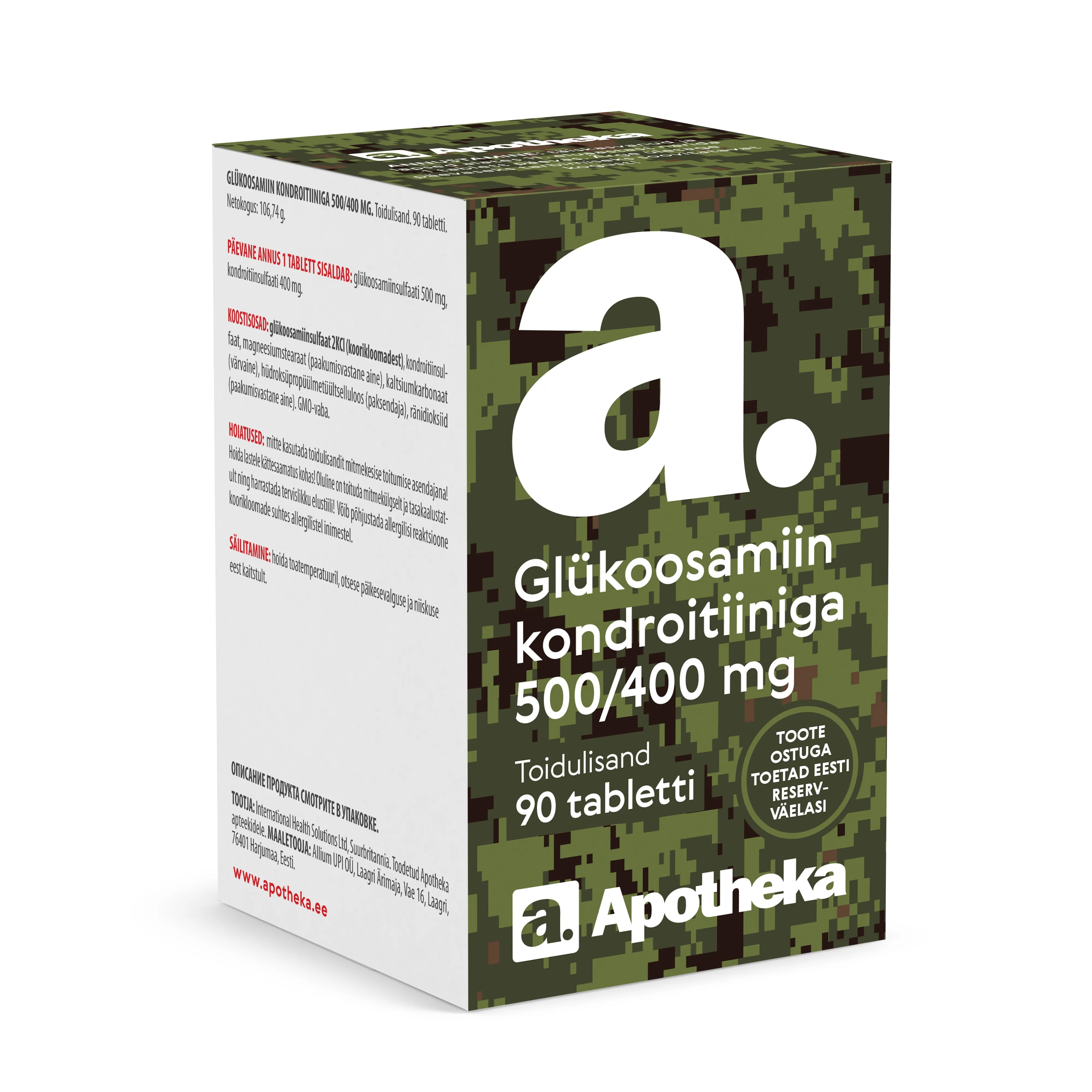 A. GLÜKOOSAMIIN KONDROITIINIGA 500/400MG TBL N90 - Tootepilt 