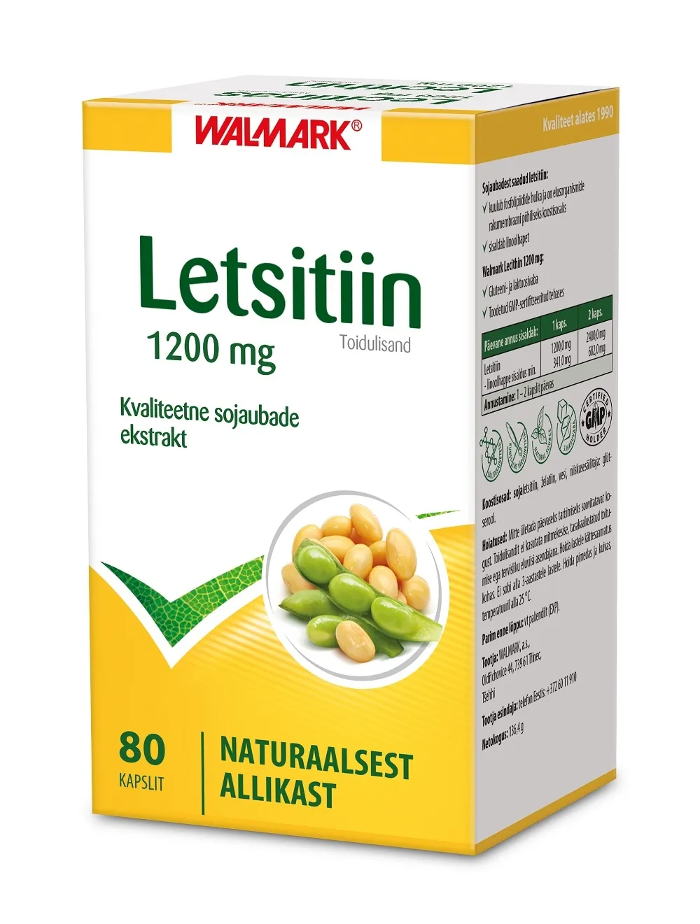 WALMARK LETSITIIN 1200MG KAPSLID N80 - Tootepilt 